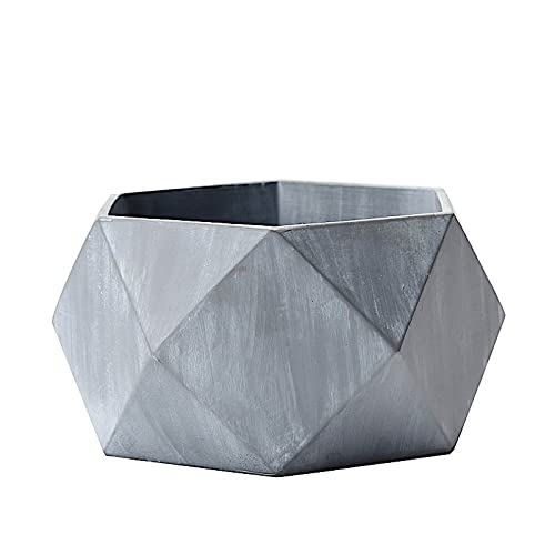 Geometric Gray 4-inch Concrete Flower Pot - Mini Planter for Succulents, Herbs & Small Plants | Wedding Centerpiece, Party Decor & Home Decoration | Perfect for Indoor Tabletop, Office Desk & Garden Decor