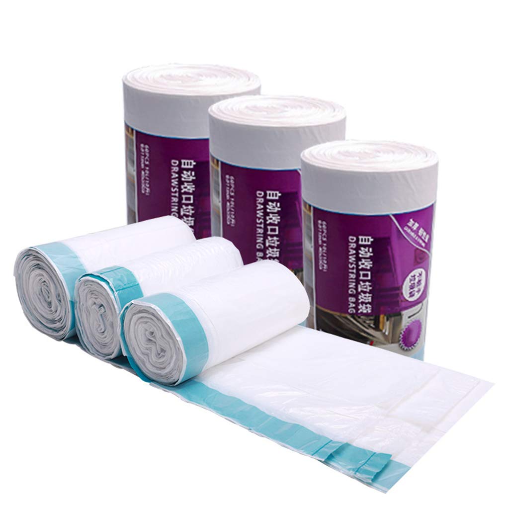 Automatic Sealing Kitchen Garbage Bags - Strong Clear Plastic Trash Bags for Household Waste, 3 Rolls - Perfect for Kitchen, Bathroom & Office Disposal