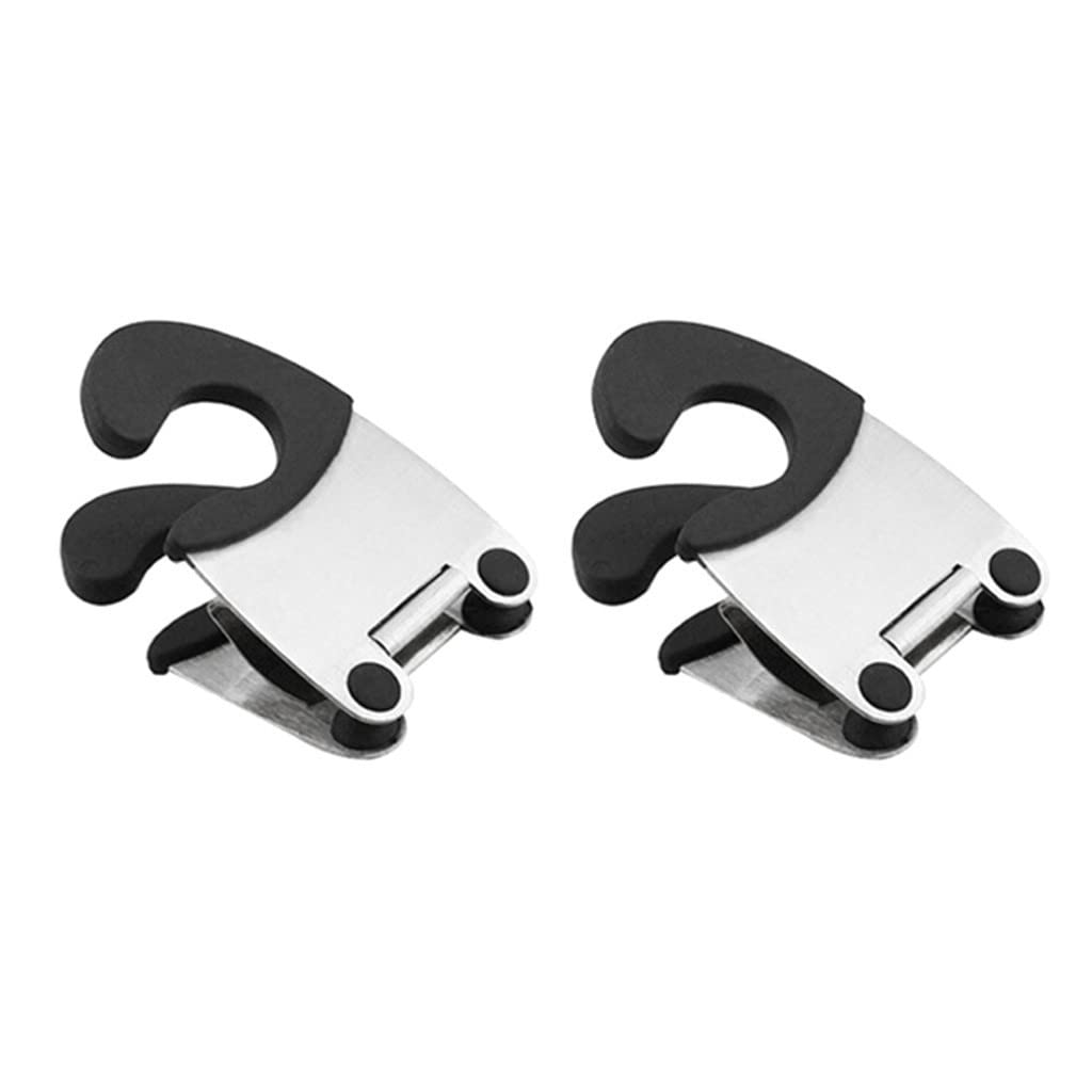 2PC Stainless Steel Pot Side Clips - Anti-Scalding Spoon Holder Kitchen Utensils Set for Nonstick Cookware (Black) - Perfect for Cooking, Baking & Keeping Countertops Clean