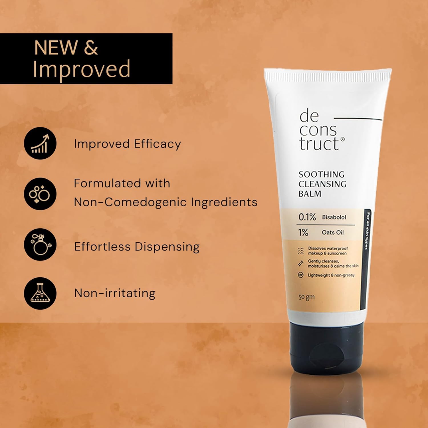 Soothing Makeup Cleansing Balm with 0.1% Bisabolol & 1% Oats Oil | Gentle Makeup Remover for Normal, Dry & Combination Skin | Removes Excess Oil, Dirt & Detoxifies Pores | Unisex Skincare | 50G | Perfect for Daily Makeup Removal & Deep Cleansing Routine