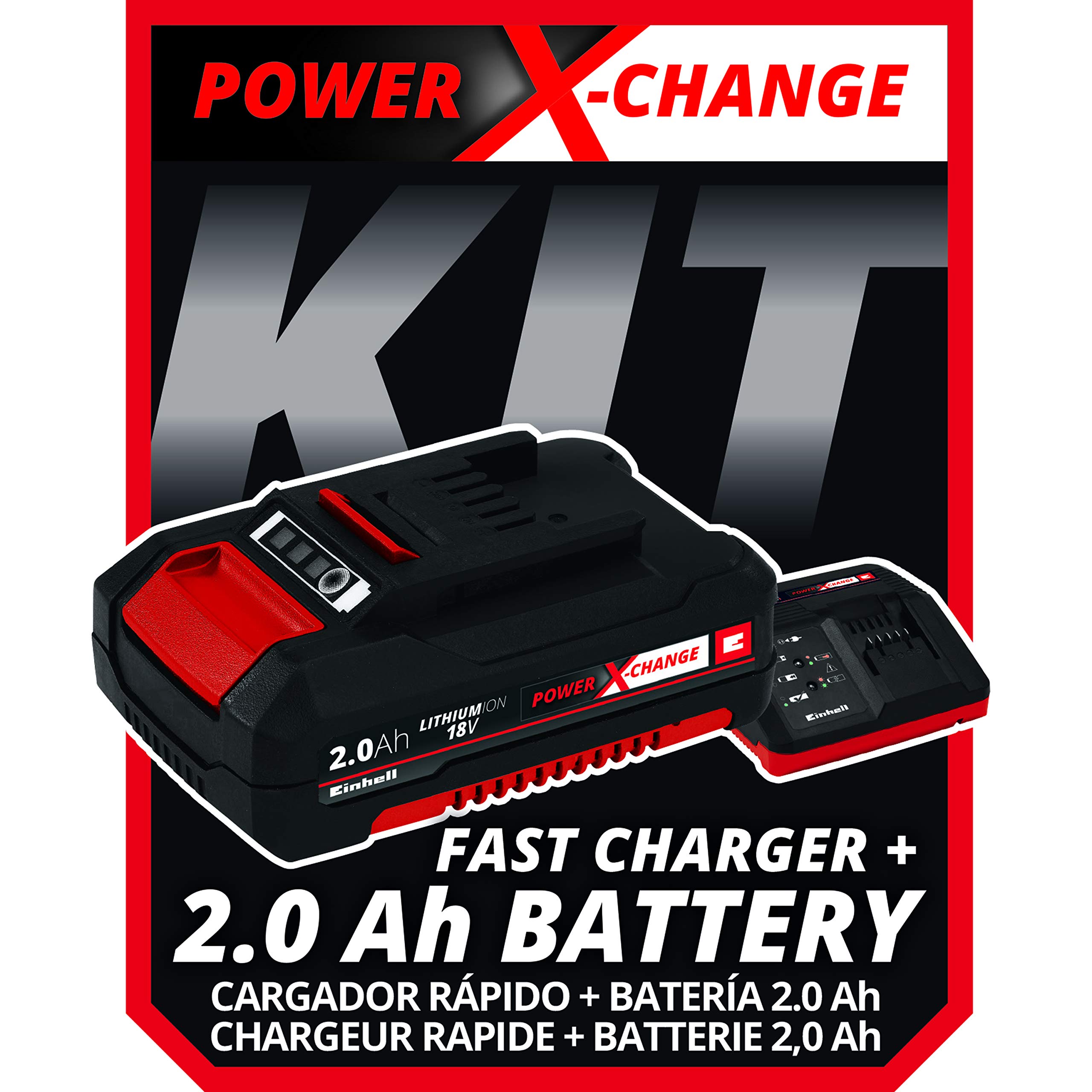 Einhell GE-CL 18V Cordless Leaf Blower - 130 MPH, 90 CFM, Variable Speed, Battery Powered (Includes 2.0Ah Battery & Fast Charger) - Perfect for Yard Cleanup, Patio Maintenance & Driveway Clearing