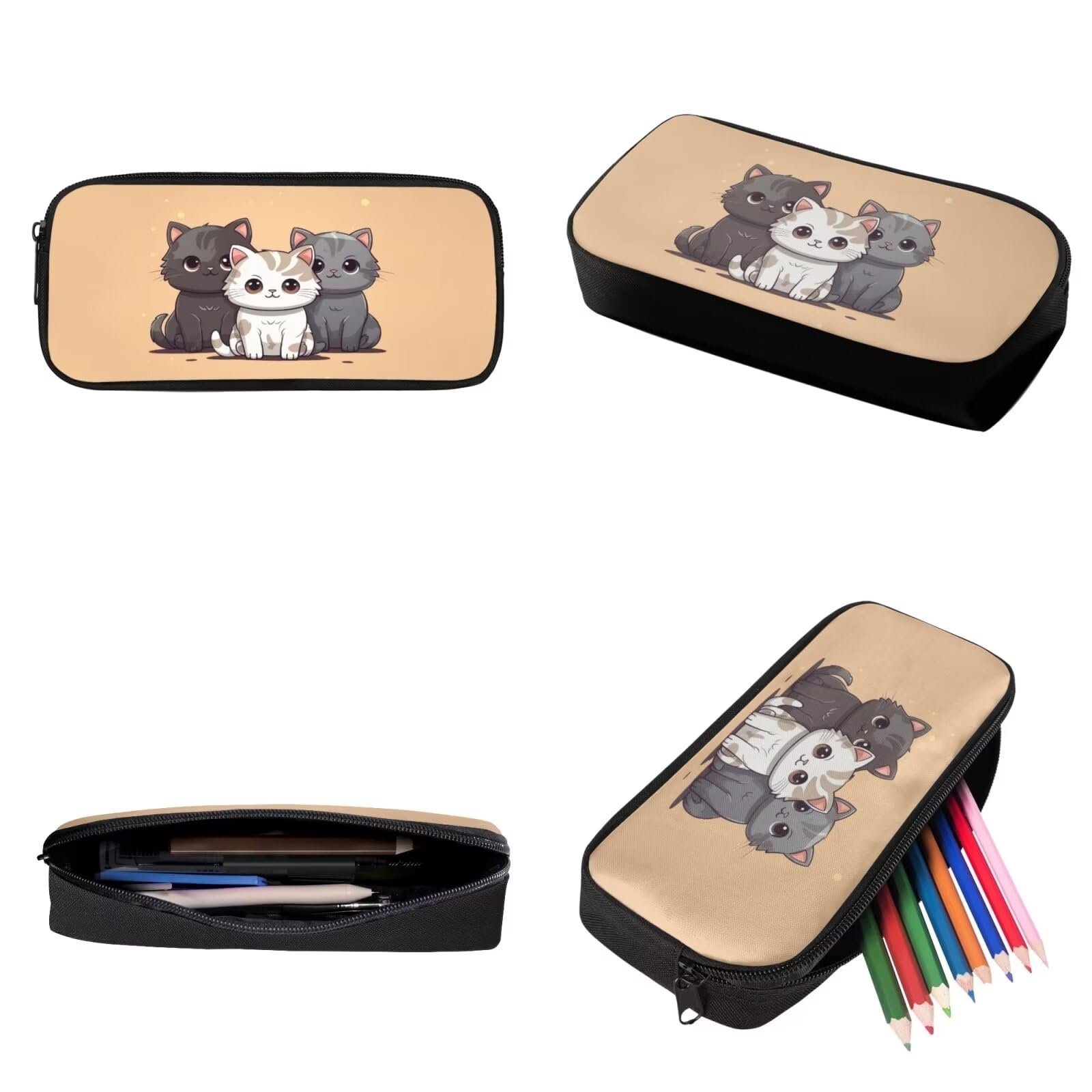 **Cute Cat Themed School Backpack Set for Kids 7-12 Years - Includes Lunch Bag & Pencil Case - Durable 17 Inch Bookbag for Elementary & Middle School Students - Perfect for Daily Use, School Trips & Outdoor Activities**