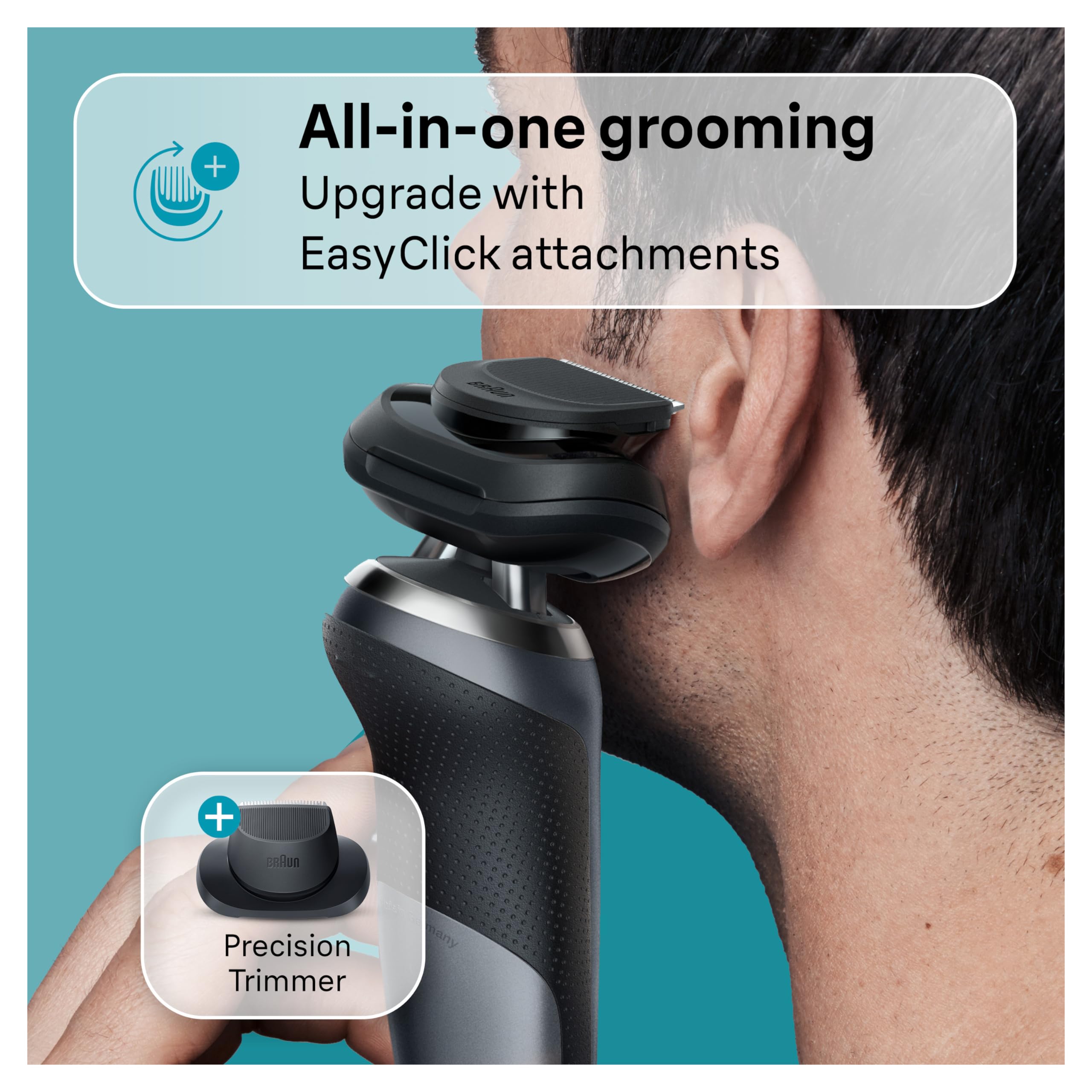Braun Series 7 7127cs Electric Razor for Men - Wet & Dry Foil Shaver with Beard Trimmer | Waterproof, Turbo & Gentle Modes | German Engineered | Includes Charging Stand (Space Grey) | Perfect for Travel, Daily Shaving & Sensitive Skin