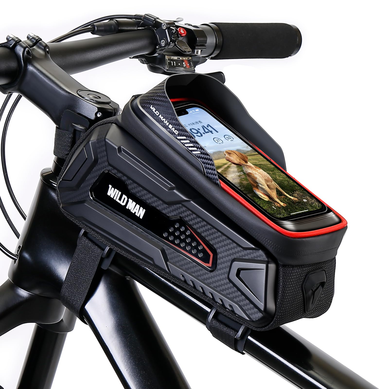 Waterproof EVA Bike Phone Bag - Front Frame & Top Tube Handlebar Bicycle Accessory Holder for Phones Under 6.8