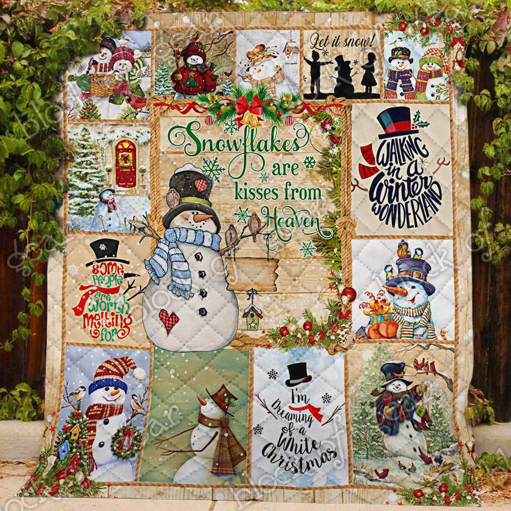 Snowman & Snowflakes Printed Quilt Set - Soft Lightweight All-Season Bedding Coverlet for King, Queen, Twin - Perfect Christmas Gift & Cozy Winter Bedroom Decor