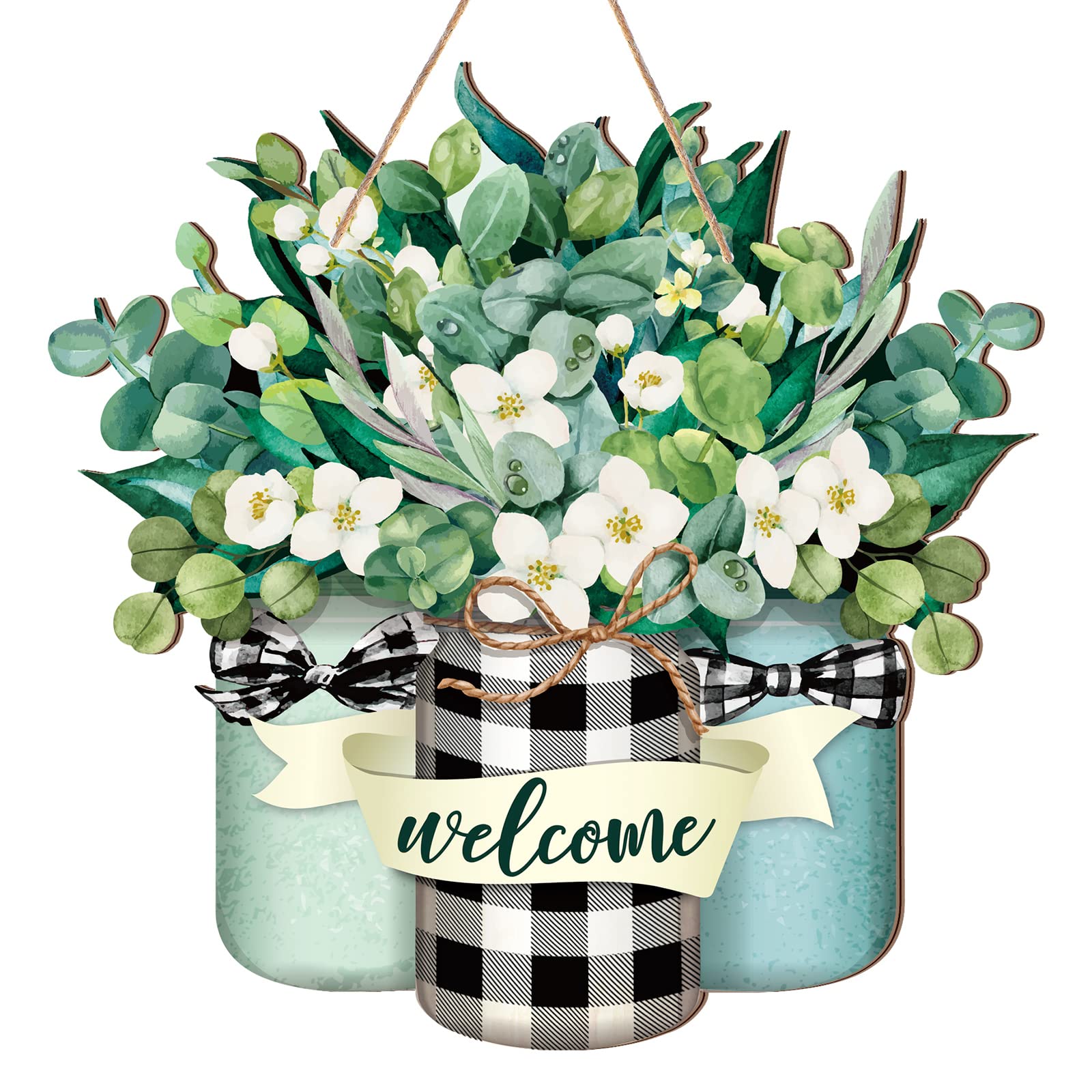 Karenhi Welcome Wooden Sign for Front Door - Farmhouse Porch Decor, Summer & Spring Hanging Decoration, Outdoor Housewarming Gift - Perfect for Entryway, Patio, Garden & Home Decor