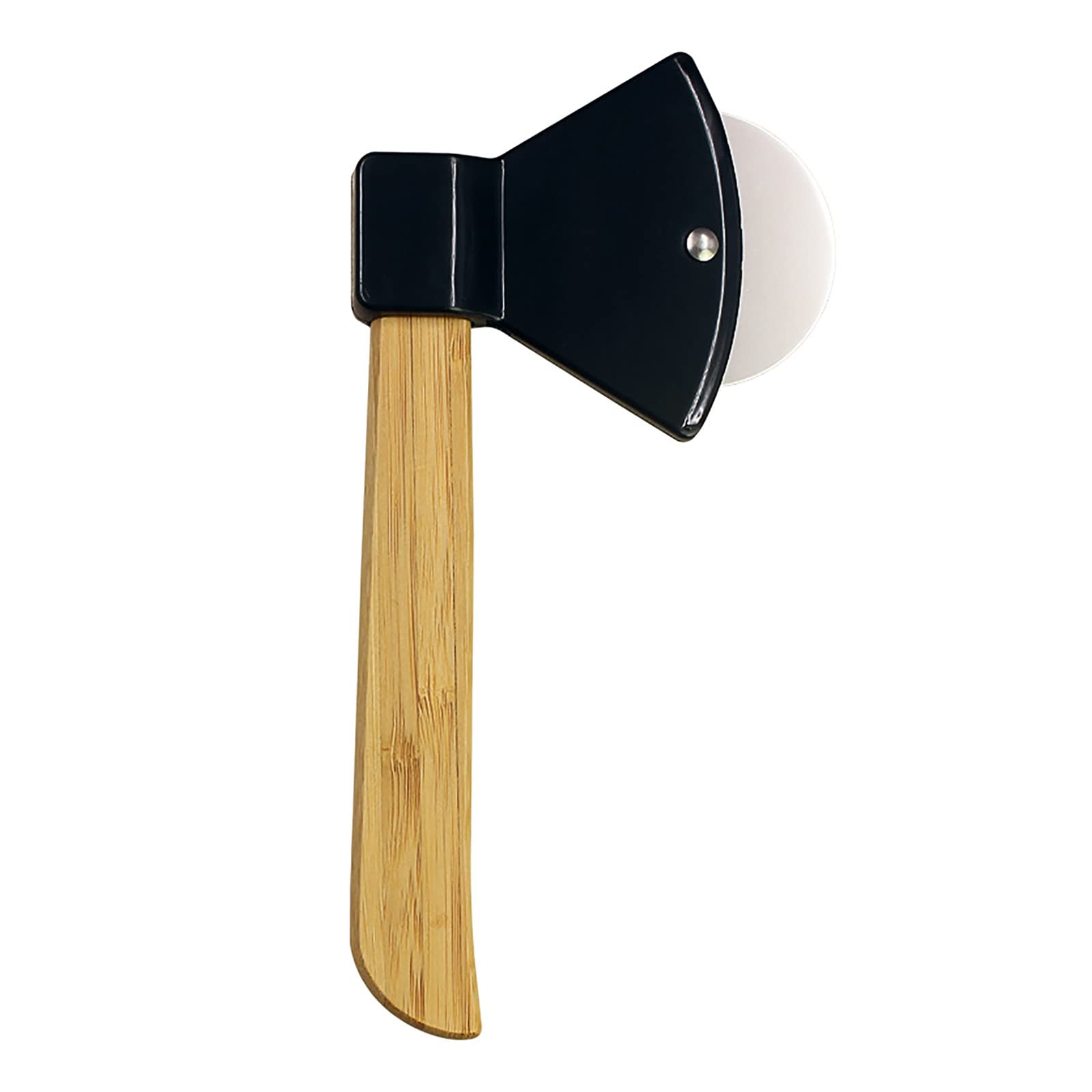 Premium Bamboo & Stainless Steel Pizza Cutter with Ergonomic Axe Handle - Professional Chef Knife for Kitchen, Baking & Food Prep - Ideal for Slicing Pizza, Bread, Pastries & More (Black, One Size)