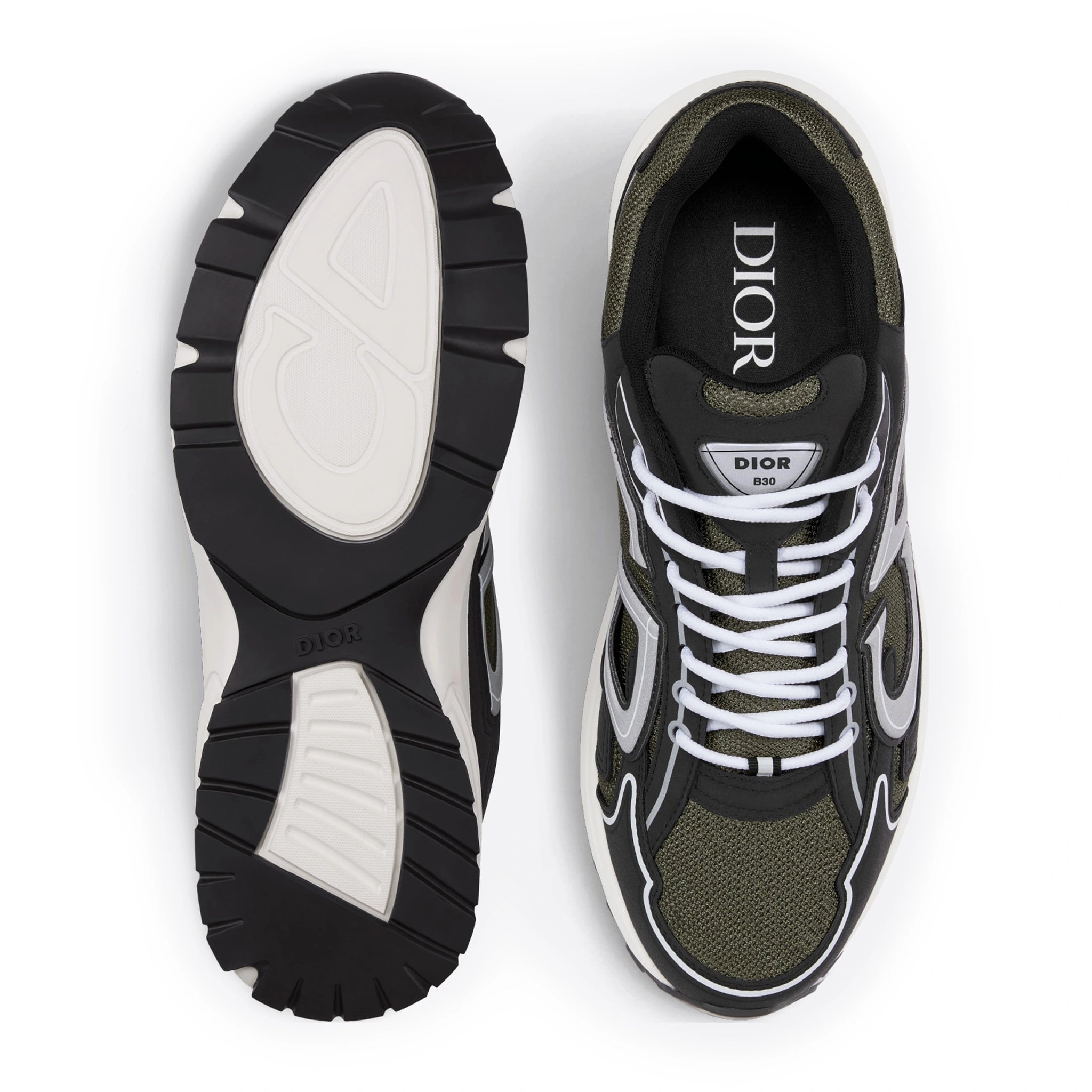Dior B30 Mesh Deep Green Black Sneakers - Stylish Luxury Men's & Women's Fashion Shoes for Casual Wear & Street Style Outfits
