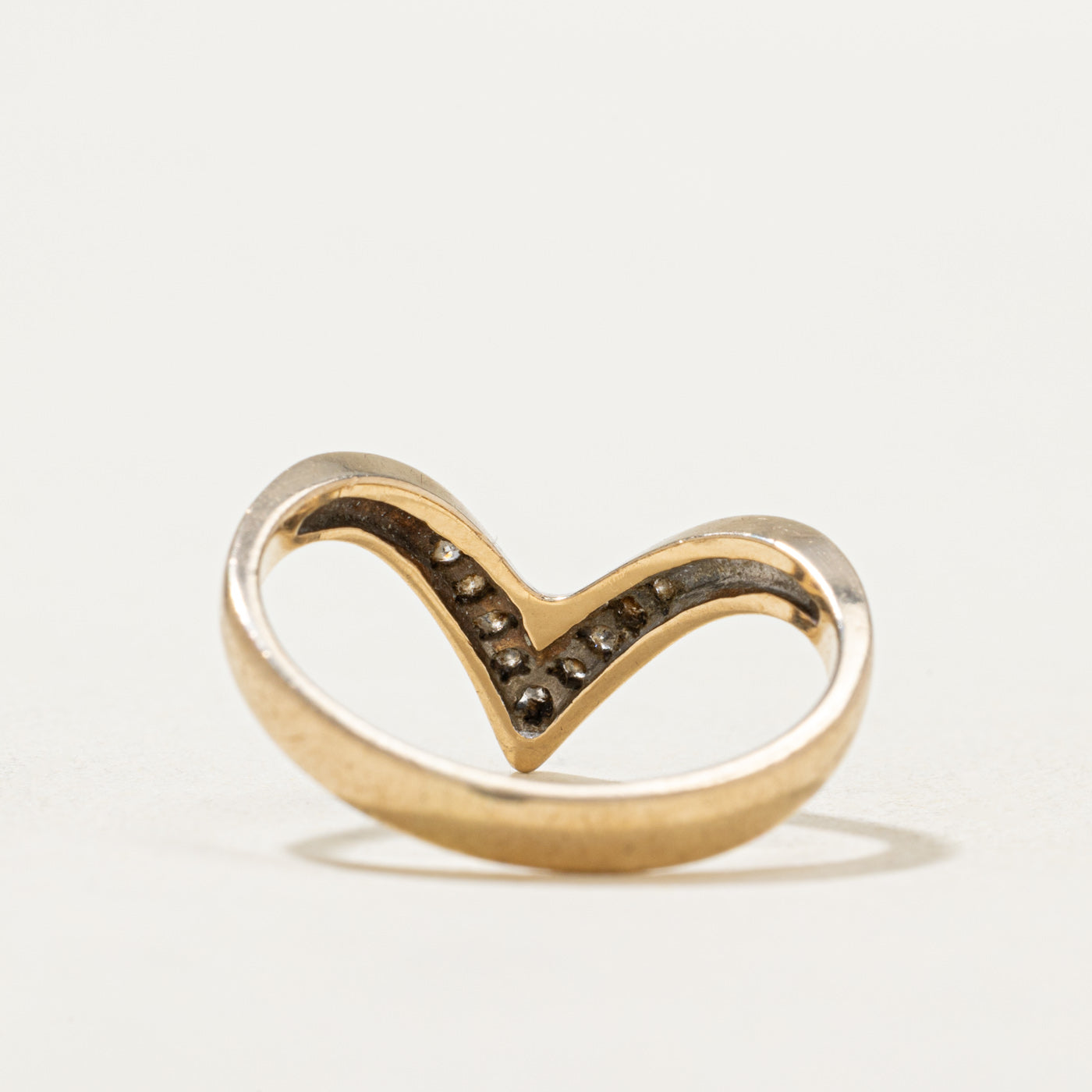 10K White Gold Diamond Chevron Ring for Women | 0.05ctw | Size 7 | Wedding, Engagement, Anniversary Gift | Elegant Stackable Band for Everyday Wear