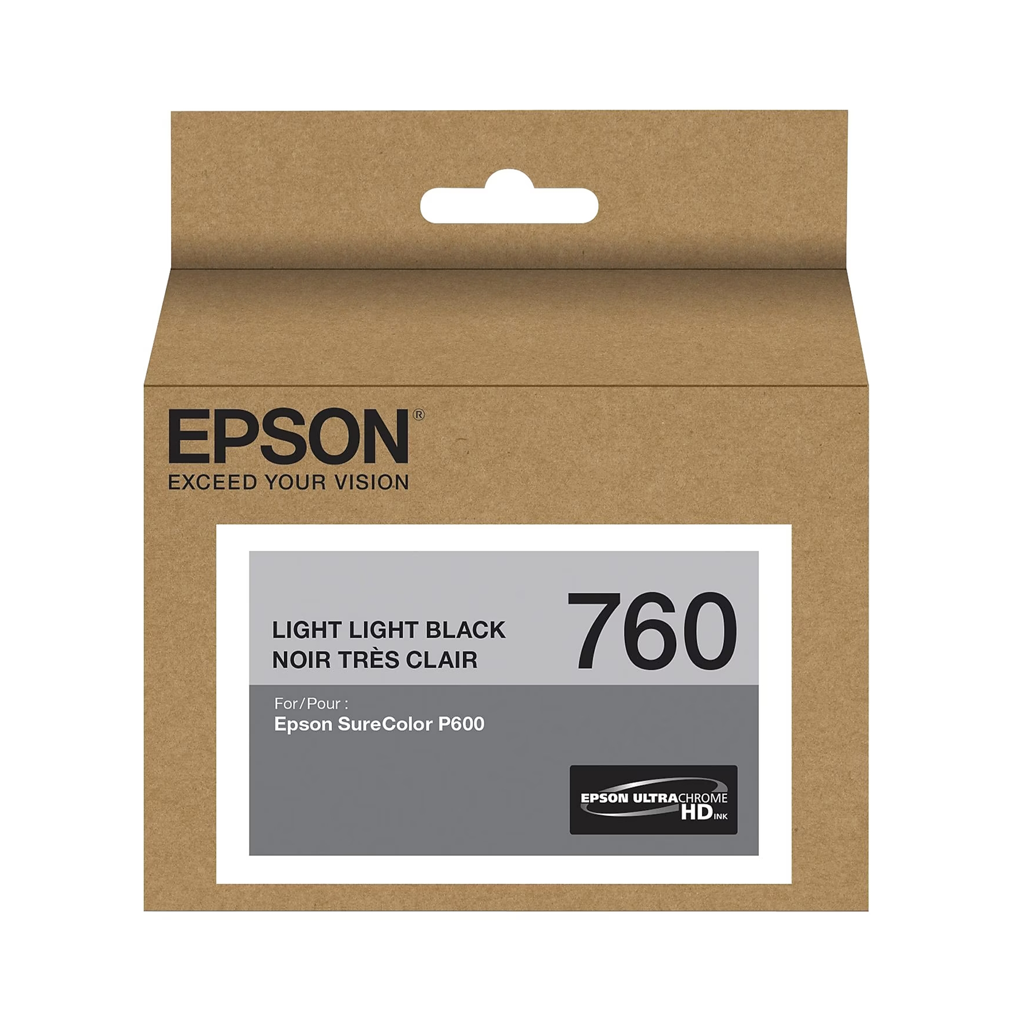 Epson T760 UltraChrome HD Light Black Ink Cartridge for SureColor P600 Printer - High-Quality Photo Printing for Professional Photographers & Artists