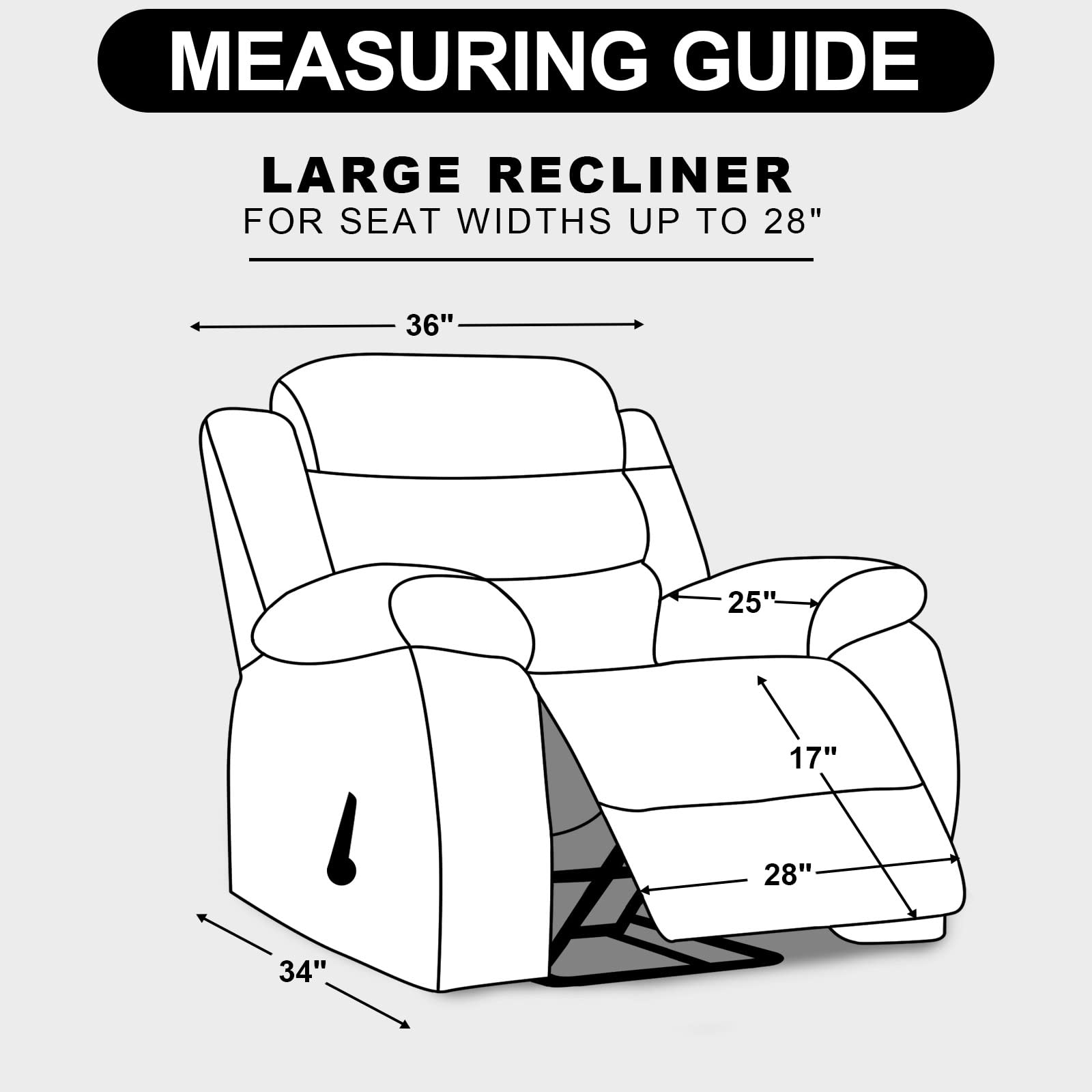 Deeky Recliner Chair Covers for Large Recliners - Reversible Water Resistant Slipcovers with Elastic Straps for Sofa, Couch & Reclining Chairs - Pet & Dog Friendly Furniture Protector in Gray/Light Gray - Perfect for Living Room, Home Theater & Family Gatherings