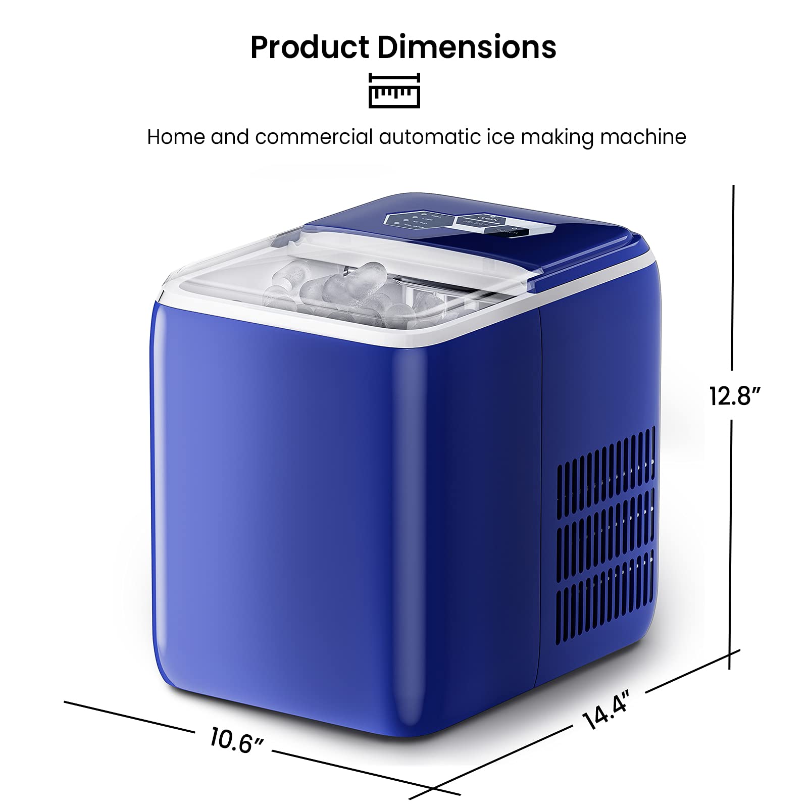 Portable Ice Maker Machine - Fast 9-Minute 12-Cube Countertop Ice Maker with Self-Cleaning Function, Navy Blue - Perfect for Home, Office, RV, and Outdoor Parties