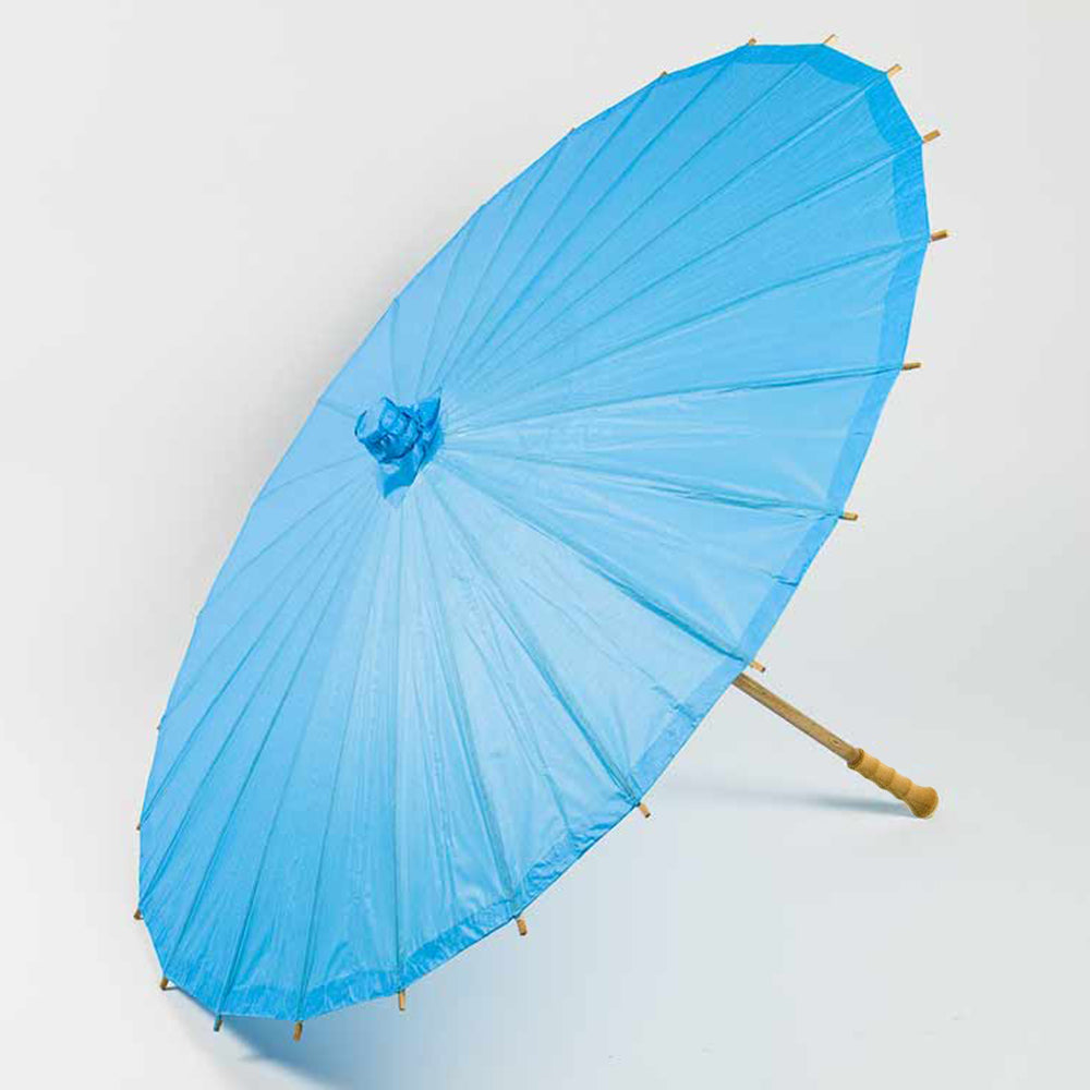 32 Pack Turquoise Paper Parasol Umbrellas with Elegant Bamboo Handles - Perfect for Wedding Decor, Baby Showers, Photo Props & Tropical Party Supplies