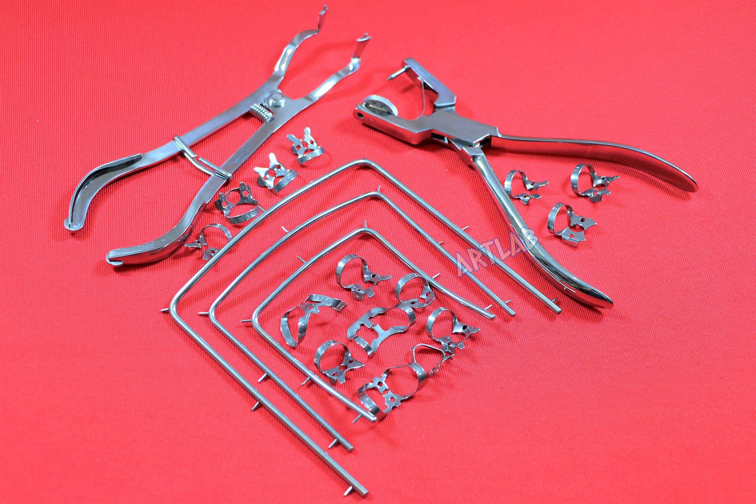 20pcs Dental Clamp Kit - Stainless Steel Rubber Dam Clamps, Frames & Tools for Dentists