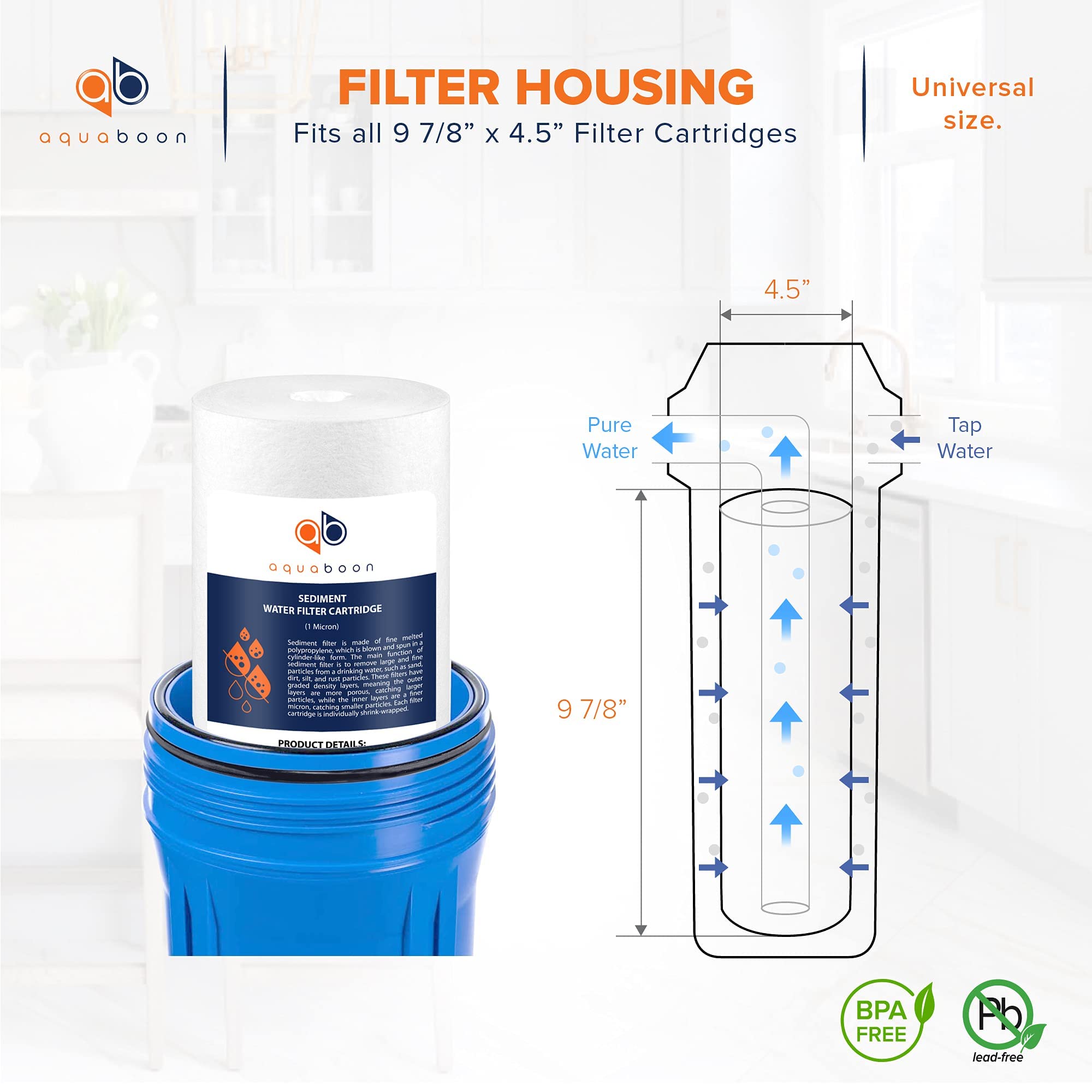 Aquaboon Whole House 1 Micron Sediment Water Filter Cartridge - 10