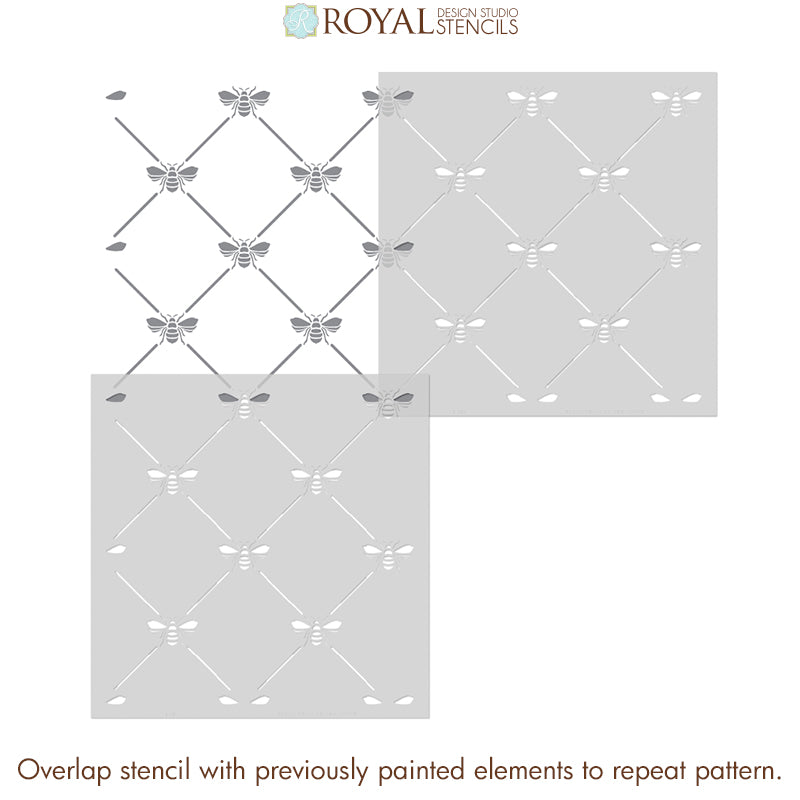 French Bee Trellis Stencil - Reusable DIY Wall Art Template for Home Decor, Garden Projects & Crafting - Perfect for Painting, Stenciling on Wood, Fabric, and Furniture