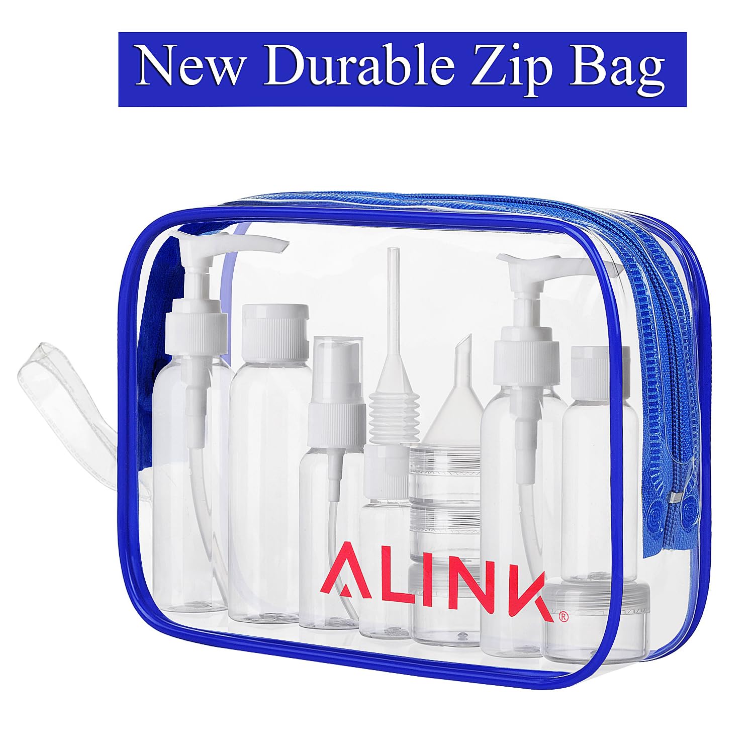 ALINK 16-Piece TSA Approved Travel Toiletry Bottles Set - Leakproof Clear Cosmetic Containers with Zipper Bag for Shampoo, Lotion & Makeup | Perfect for Air Travel, Gym & Vacation Essentials