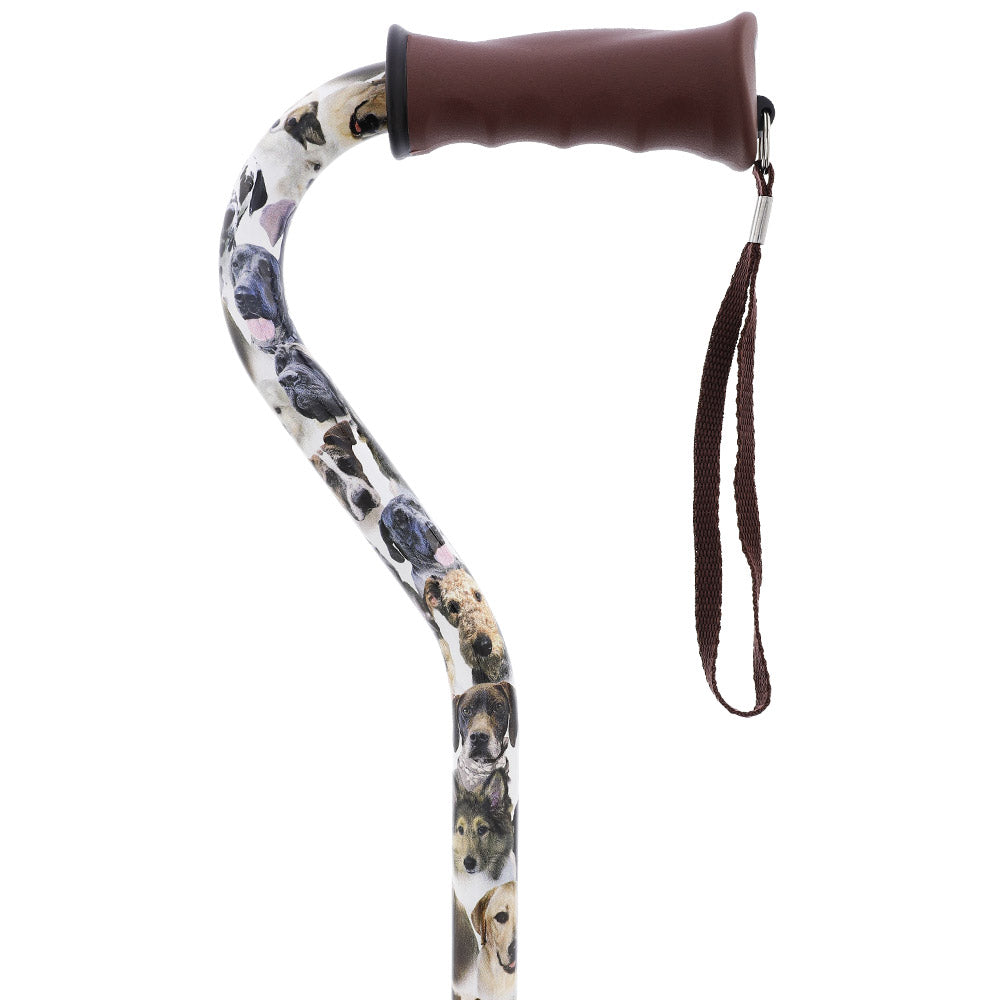 Adjustable Dog Lovers Offset Cane with Comfort Grip & SafeT Base - Ideal for Walking, Hiking, and Everyday Mobility Support