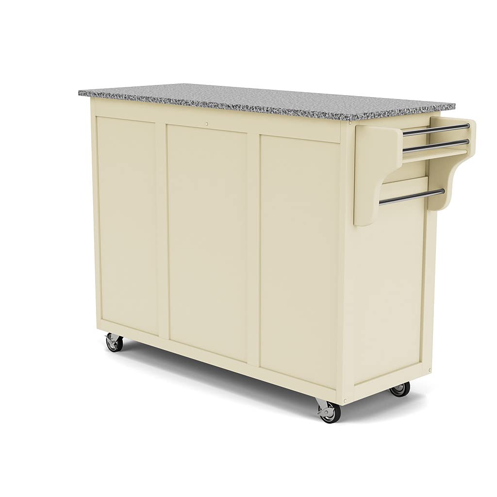 Homestyles Kitchen Cart with Gray Granite Top & Off White Frame - Rolling Island for Small Spaces, Extra Counter Space & Storage - Perfect for Apartments, Dorms & Compact Kitchens