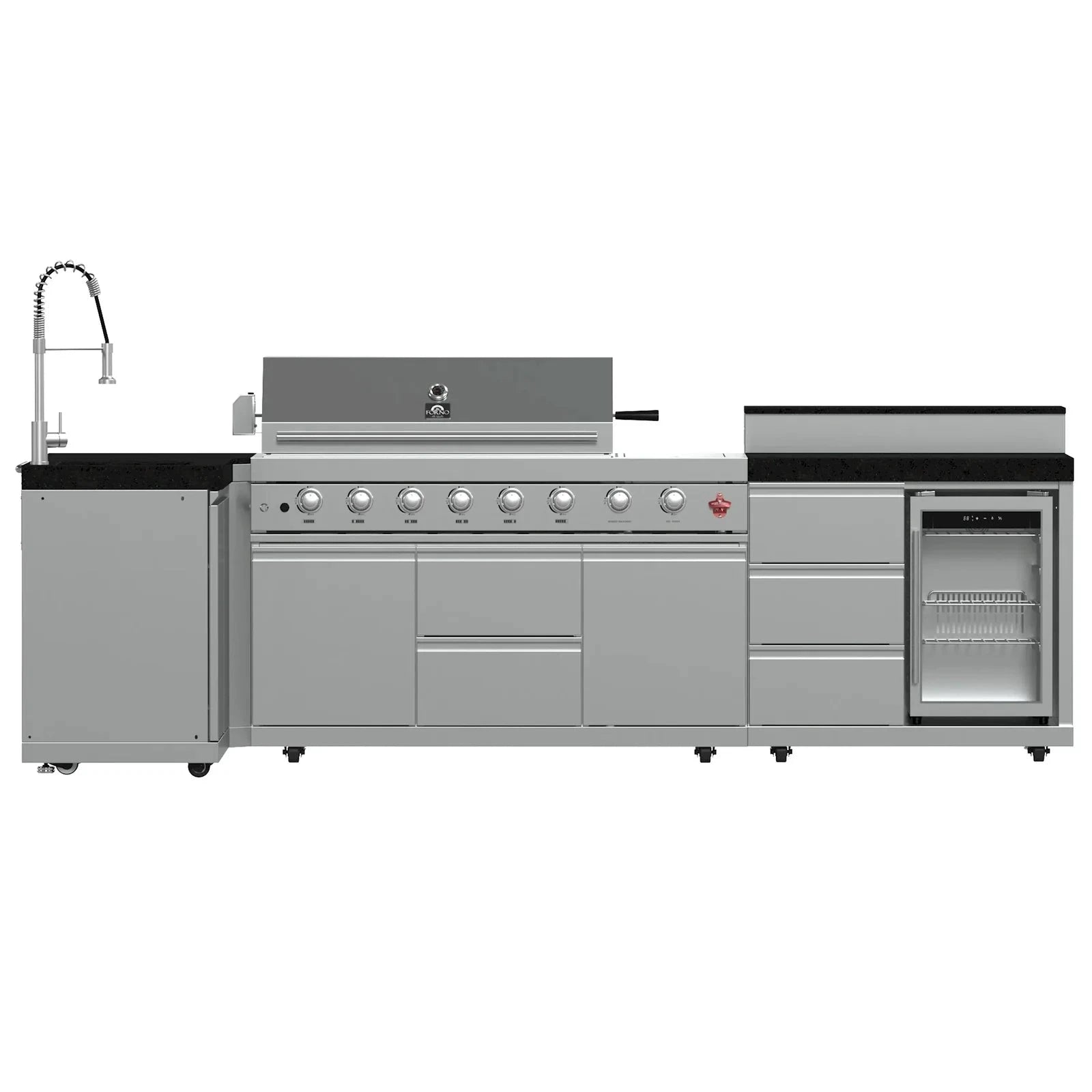 Forno Bulnes FODKT2520WHT Outdoor Kitchen Island with Grill - Perfect for Backyard BBQs, Patio Parties & Outdoor Entertaining