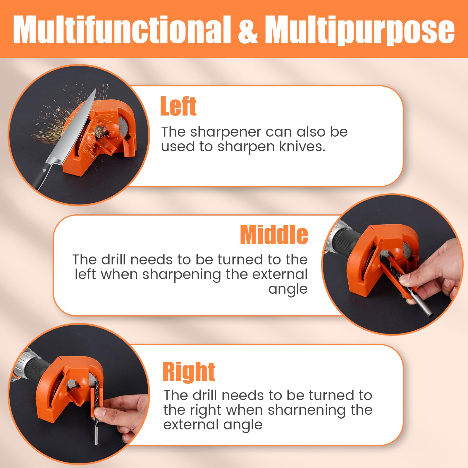 Multipurpose Drill Bit Sharpener & Grinder Tool - Works with Power Drills for HSS, Carbide, Twist & Cobalt Bits | Professional Drill Bit Sharpening Kit for DIY & Workshop Use