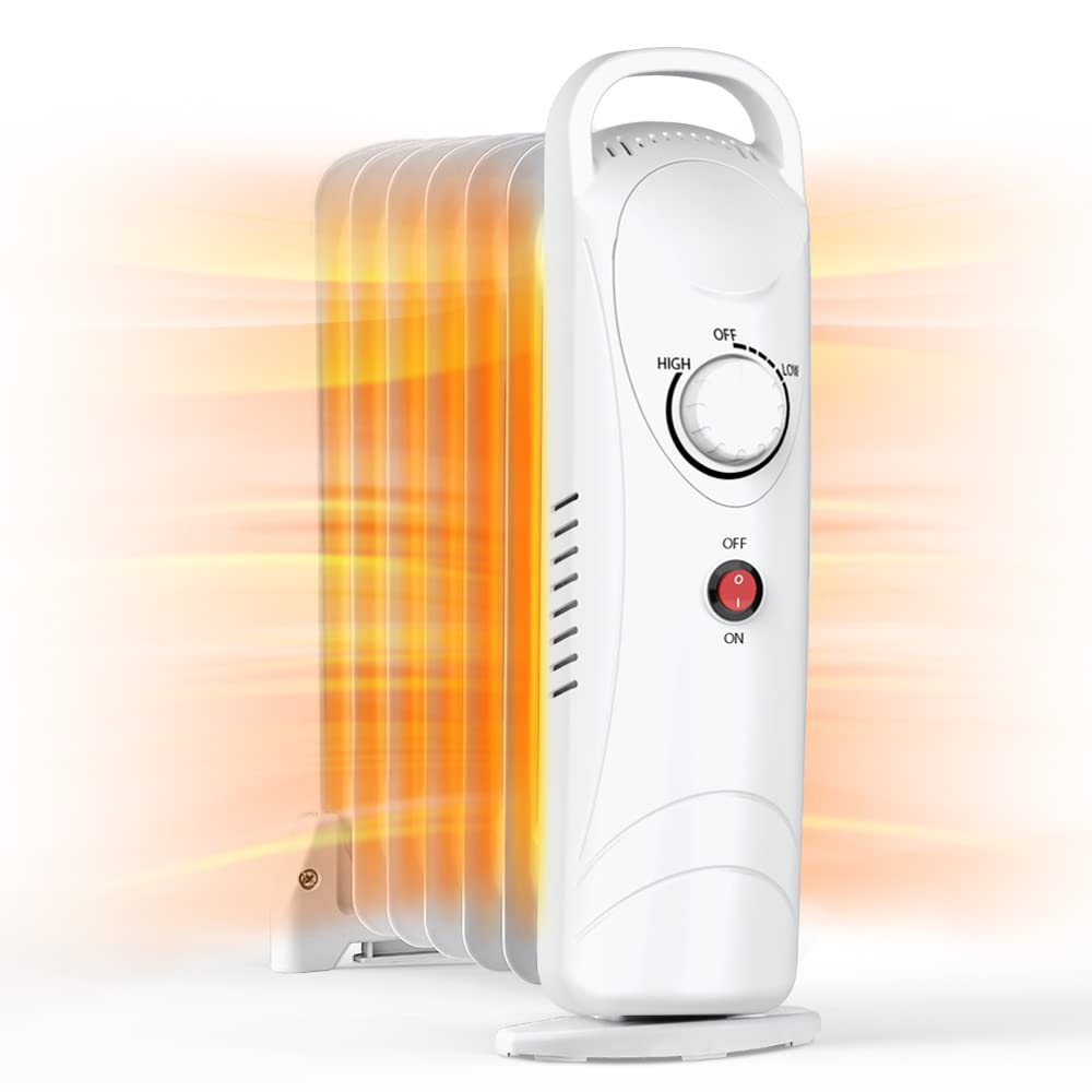 700W Oil Filled Radiator Heater with Thermostat - Portable Electric Space Heater with Overheat Protection - Quiet Indoor Heater for Home, Office, Bedroom & Living Room - Perfect for Winter Warmth & Energy Efficiency