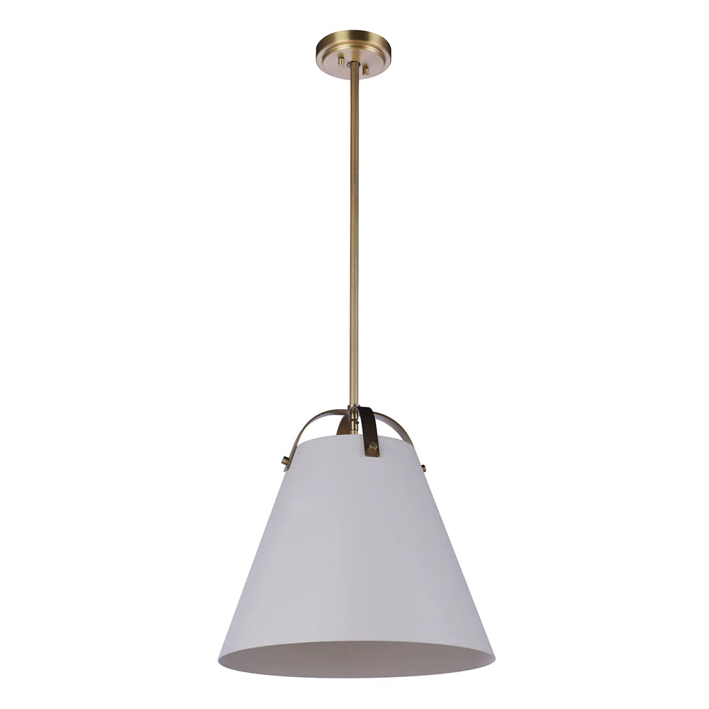 Blakely 1-Light Pendant Light Fixture in White & Aged Brass Finish - Perfect for Kitchen Island, Dining Room, or Entryway Lighting