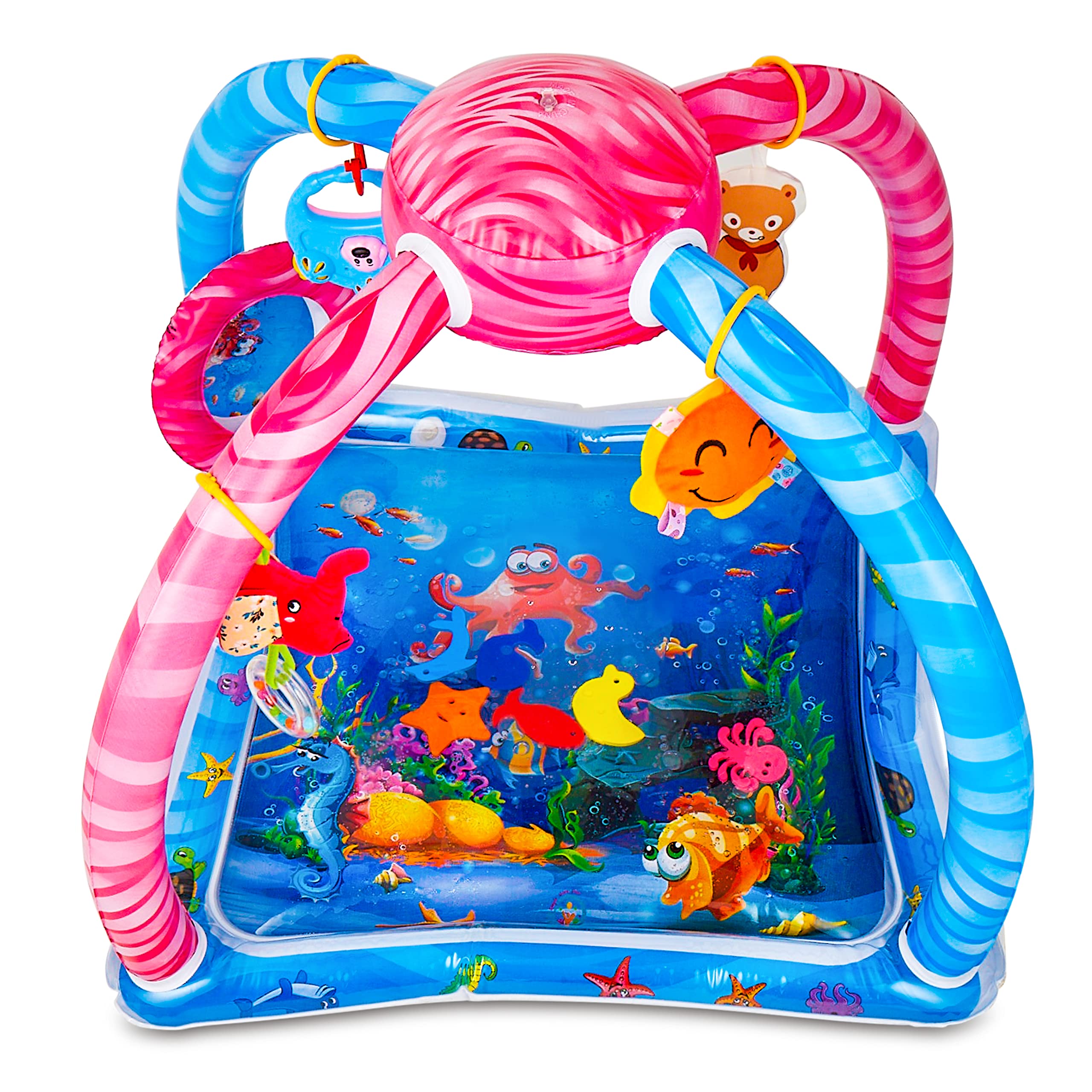 Splashin' Kids Baby Water Play Mat - Tummy Time Activity Center with Overhead Toys | Sensory Playmat for Infants | Indoor & Outdoor Water Fun for Newborns & Toddlers