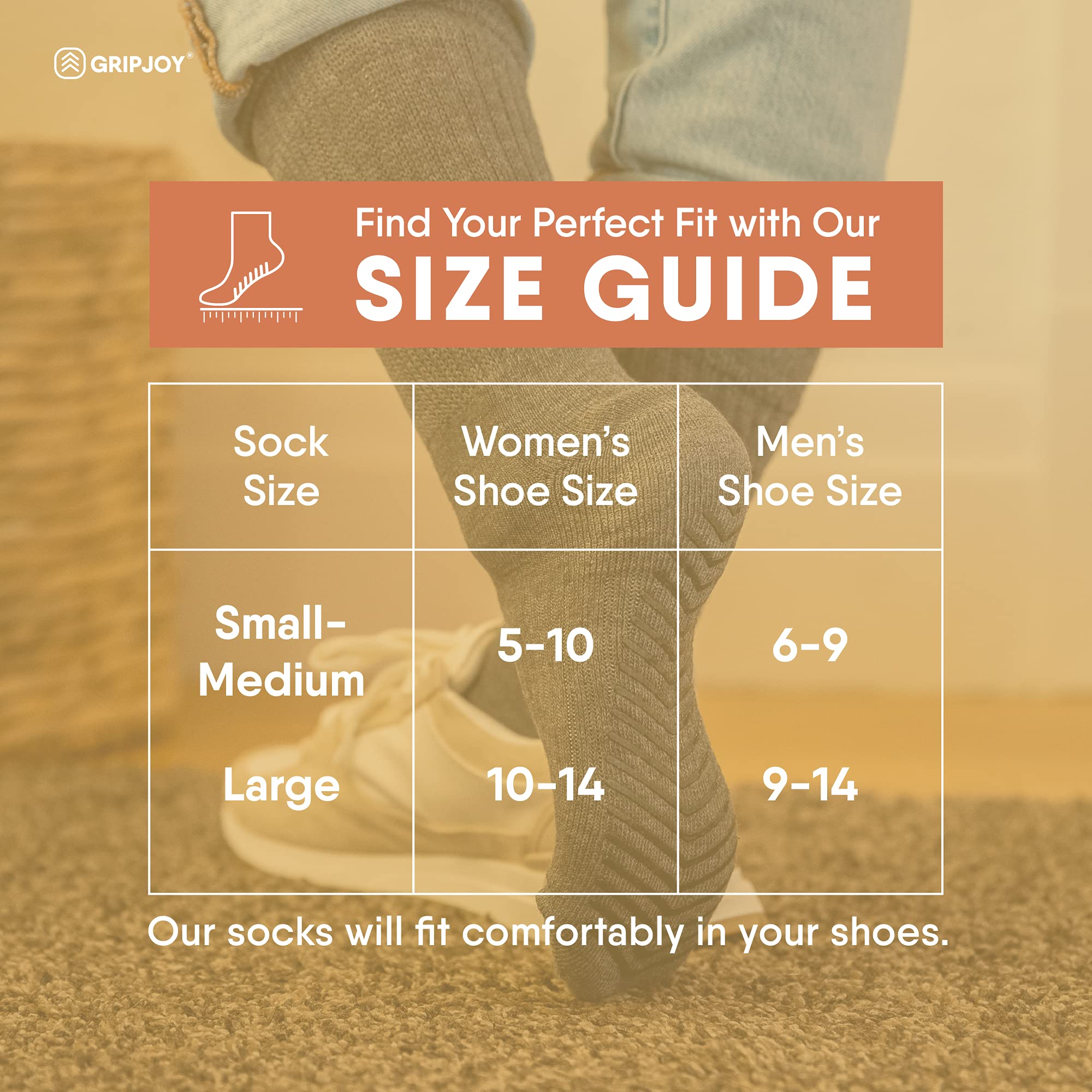 Gripjoy Non-Slip Hospital Socks for Men - Anti-Skid Grip Socks with Traction - Comfortable & Breathable for Hospital, Yoga, and Home Use