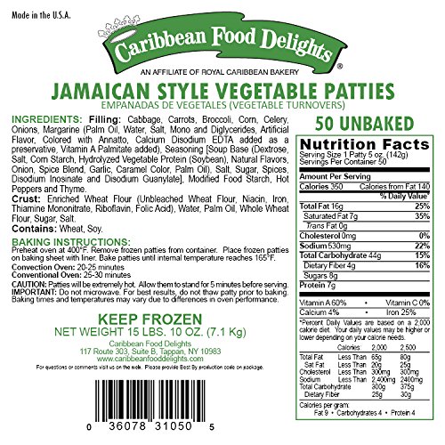 Jamaican Style Vegetable Patties - Unbaked (2 Cases) | Authentic Caribbean Snack for Parties, Quick Meals & Freezer Storage