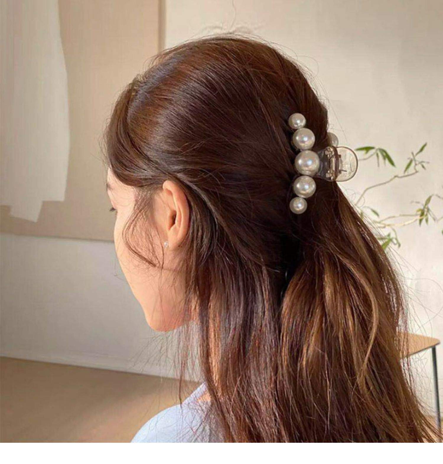 Sonpal Large Pearl Hair Claw Clips for Thick Hair - Strong Hold Hair Accessories for Women