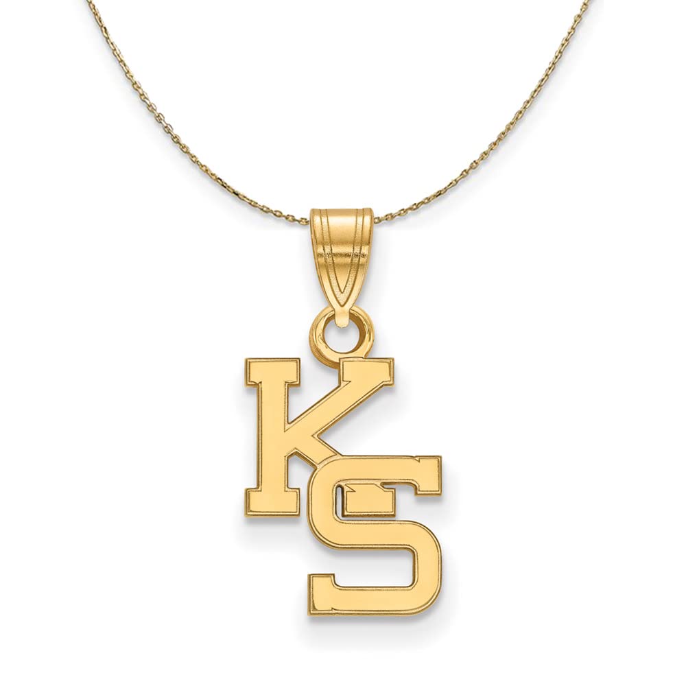 14K Yellow Gold Kansas State Small Necklace - Elegant Black Bow Pendant for Women, Perfect for Gifts, Graduation, and Everyday Wear
