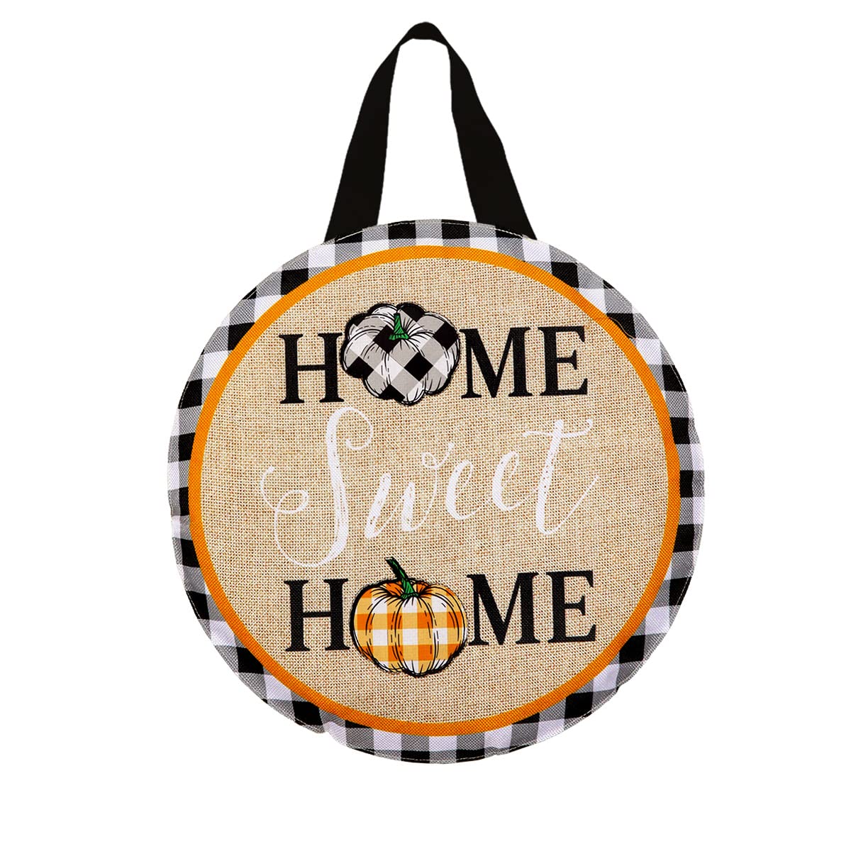 Fall Burlap Door Hanger with Embroidered Pumpkins - 13