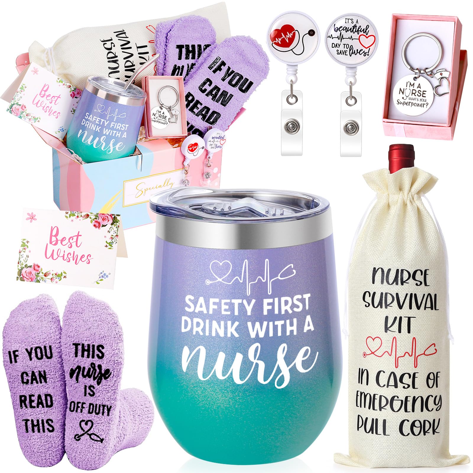 12 oz Nurse Tumbler Set - Perfect Gifts for Women Nurses, Nurse Appreciation Week, Graduation, Birthday & Christmas - Ideal for New Nurses, LPN/RN & Nurse Practitioners - Great for Work, School & Daily Hydration