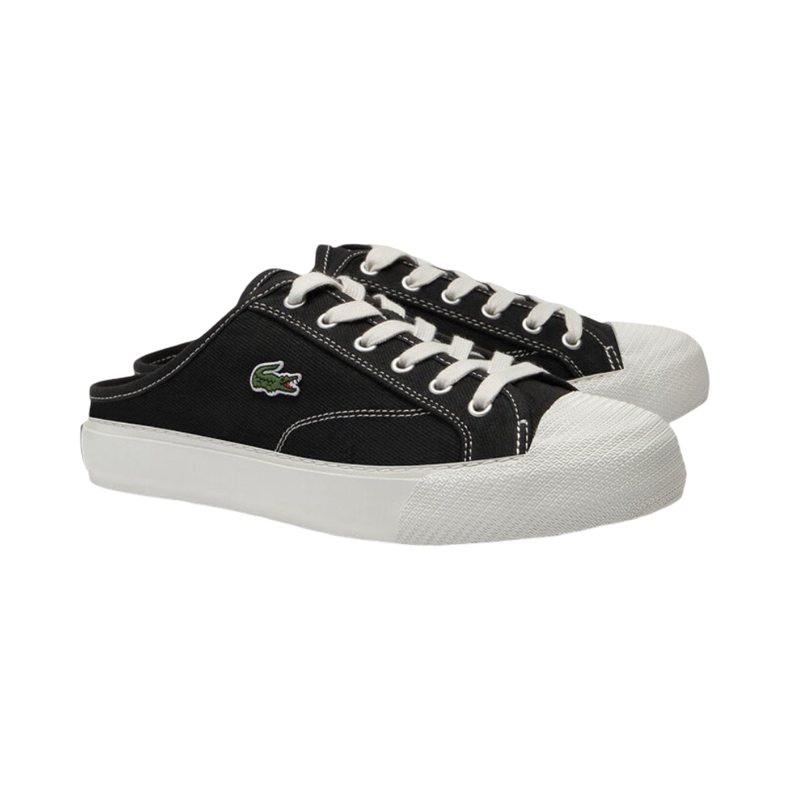 Lacoste Women's Backcourt Mule 124 - Black & Off White Slip-On Shoes | Comfortable Casual Loafers for Women | Perfect for Home, Office & Everyday Wear