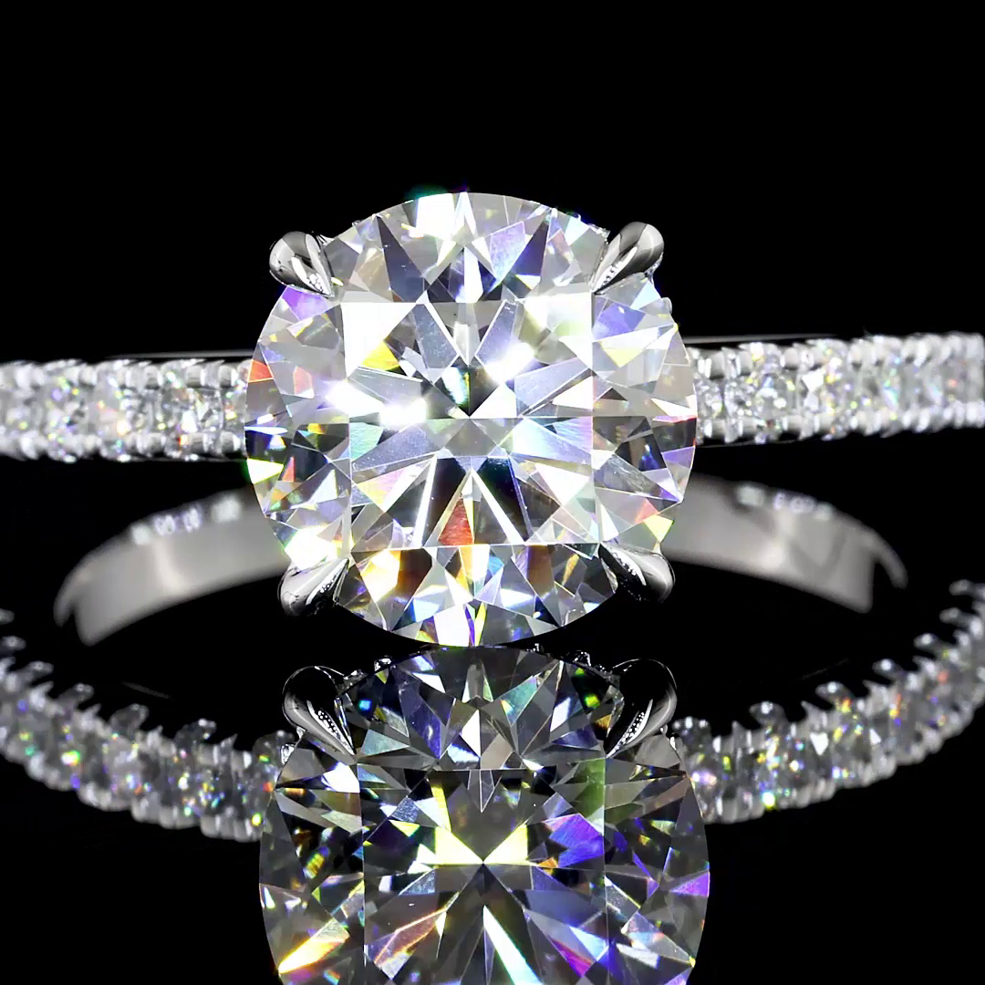 2.39 Carat Lab Grown Round Diamond Ring - E VS1 14K White Gold Hidden Halo Engagement Ring for Women, Perfect for Proposals, Anniversaries & Special Occasions