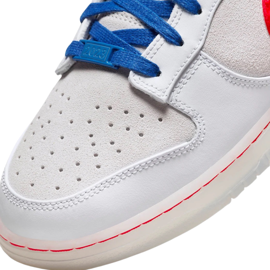 Nike Dunk Low Retro PRM Year of the Rabbit Sneakers - White, Crimson & Varsity Royal Colorway - Limited Edition Basketball Shoes for Men & Women | Perfect for Casual Wear, Street Style & Sneaker Collectors