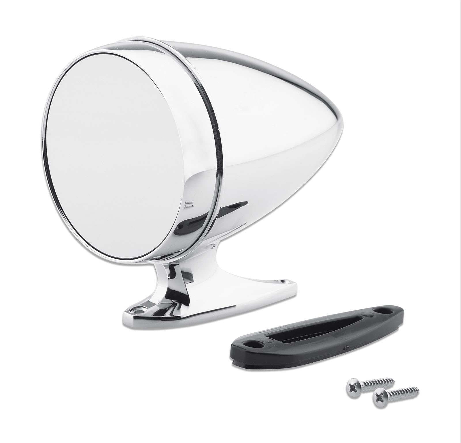 Scott Drake C5RZ-17696-AS Chrome Bullet Mirror - Short Base with Standard Glass Replacement for Ford Mustang - Perfect for Classic Car Restoration & Custom Builds