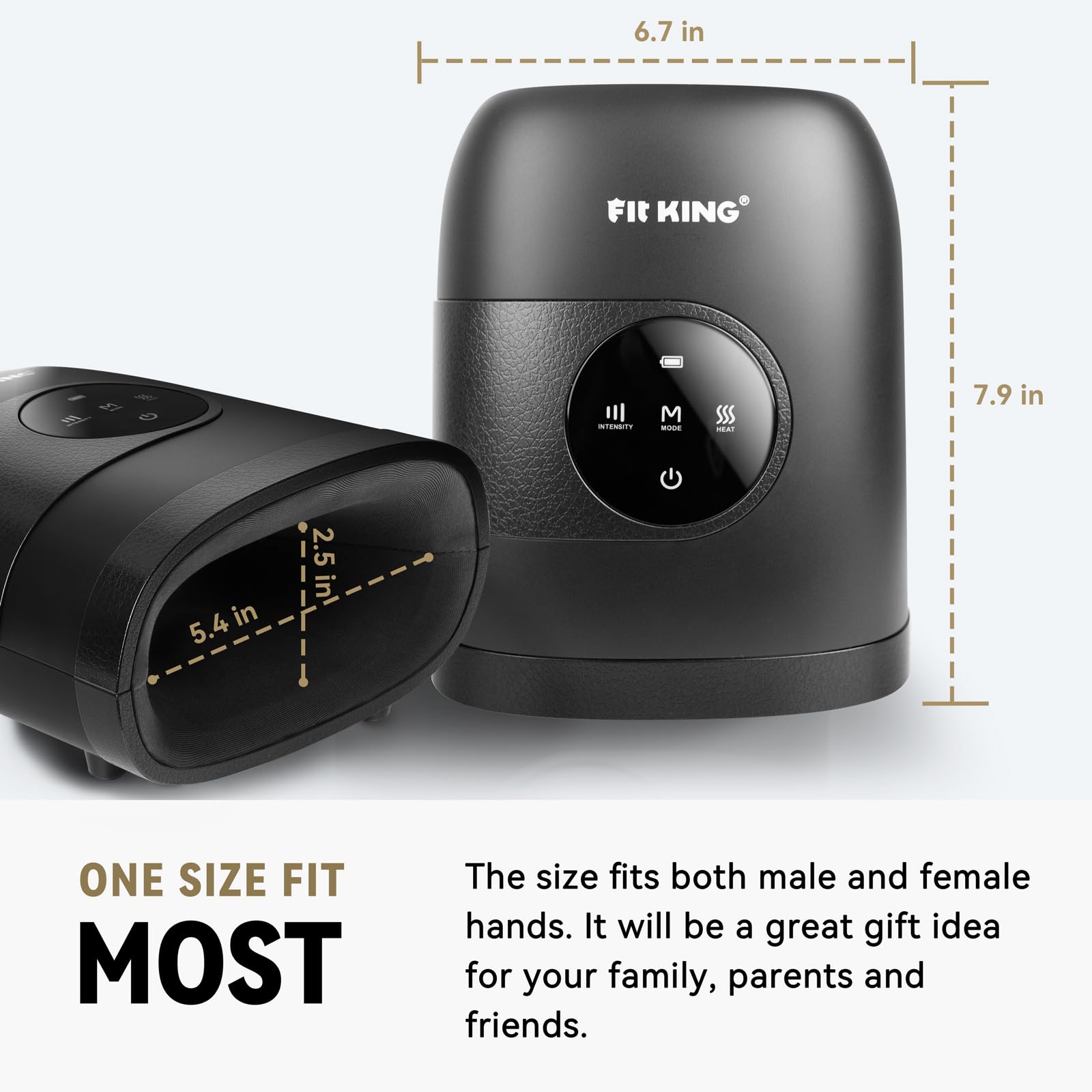 FIT KING Cordless Hand Massager with Heat - Portable Touch Screen Massage Device for Arthritis, Carpal Tunnel & Finger Numbness Relief - Perfect Gift for Women, Men & Parents (FSA/HSA Eligible) - Ideal for Office, Home & Travel Use