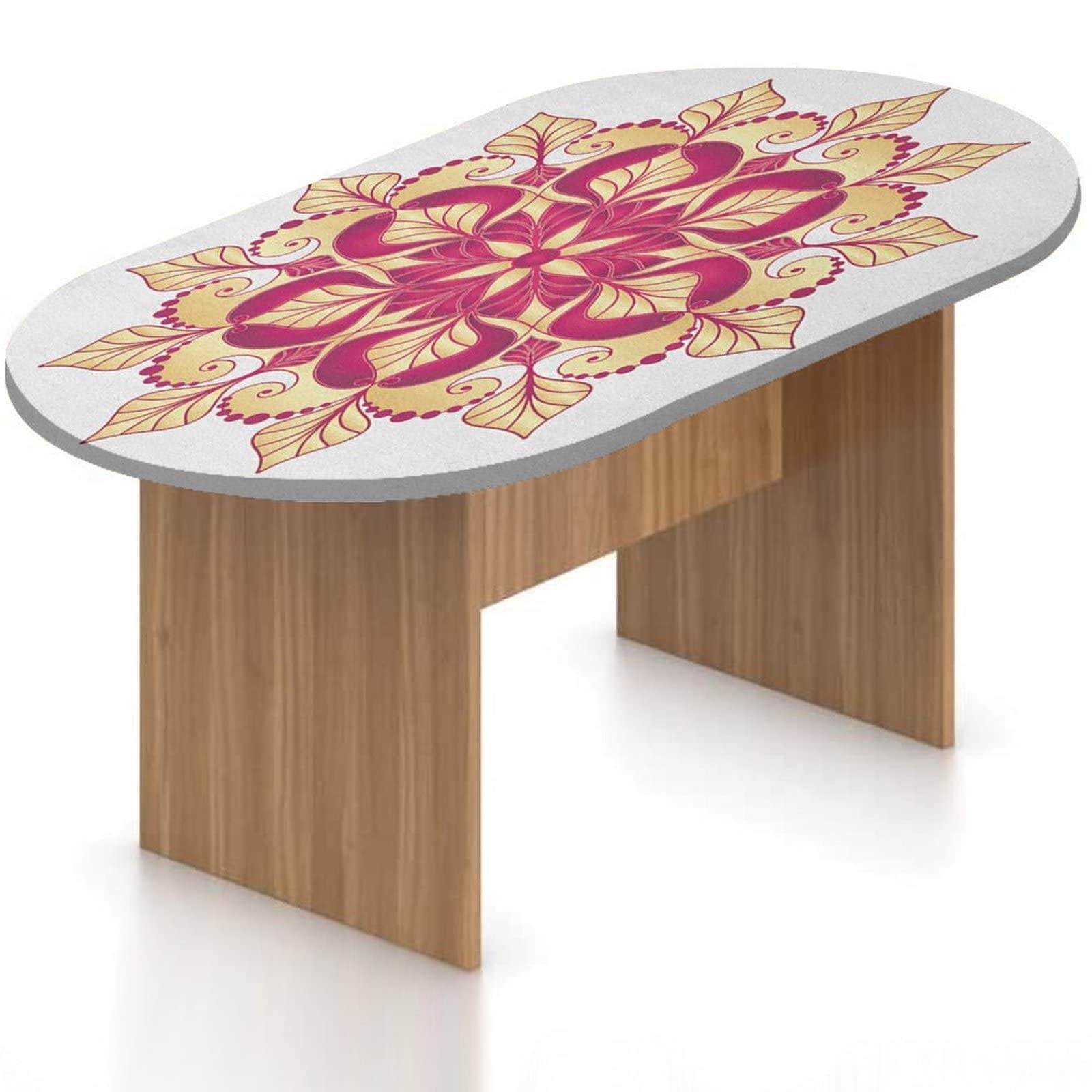 MIPSEC Waterproof Oval Fitted Table Cover 48x72 Inch - Elastic Edged Polyester Outdoor Patio Tablecloth with Floral Print, UV Resistant for All Seasons - Perfect for Garden, Deck, Backyard Dining & BBQ Parties