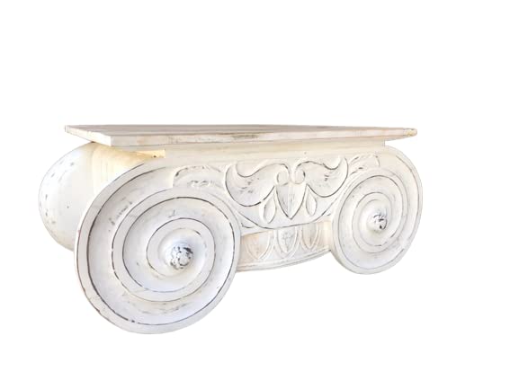 Vintage Nautical Ionic Capital Wooden Coffee Table - Distressed Finish for Farmhouse, Coastal & Rustic Home Decor | Perfect for Living Room, Beach House & Cottage Style Interiors