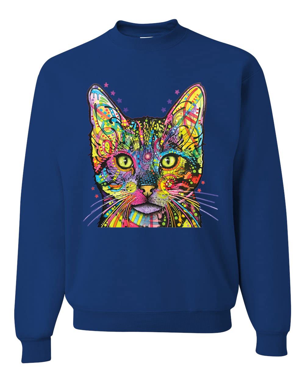 Colorful Cat Sweatshirt | Cat Mom & Cat Dad Gifts | Dean Russo Art Animal Lovers Unisex Crewneck | Perfect for Casual Wear & Cat Lovers