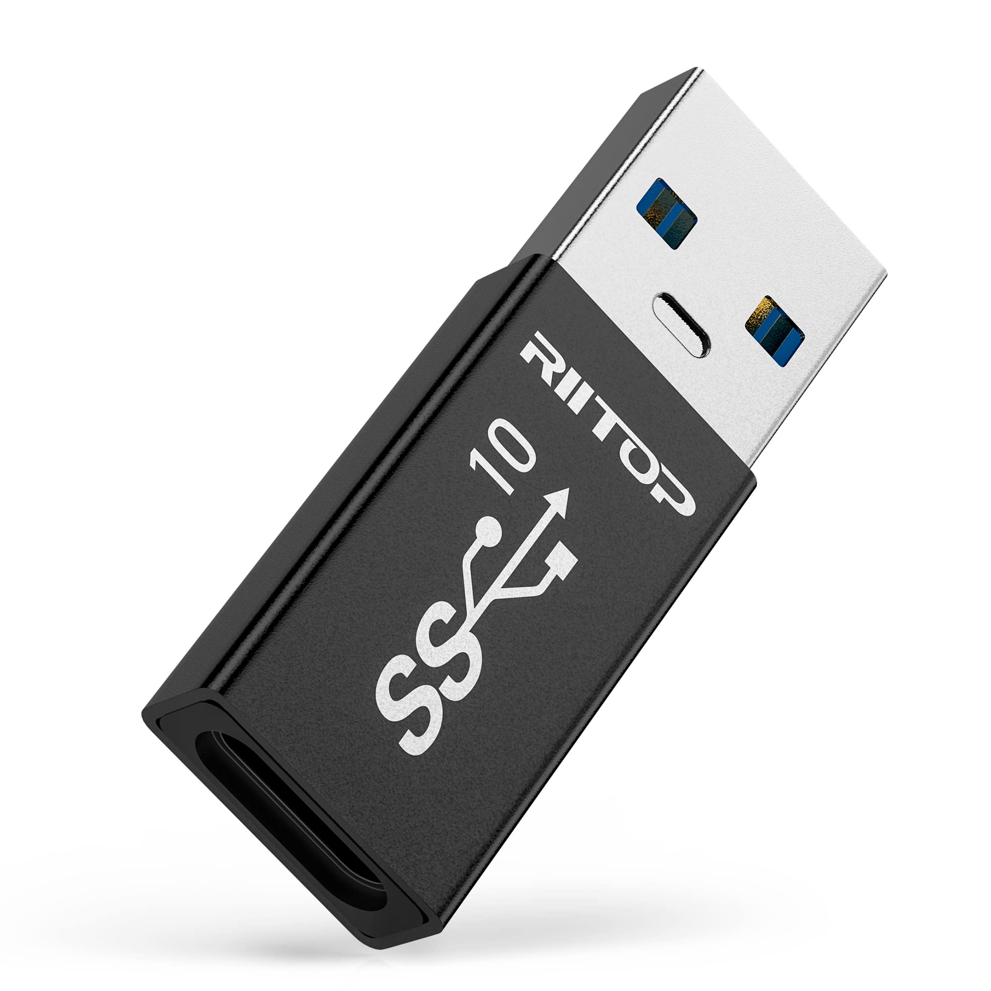 RIITOP USB 3.1 Type A to Type C Adapter - 10Gbps High Speed Data Transfer - Reversible USB C Female to USB A Male Converter - Compatible with MacBook, Samsung Galaxy, iPhone 15 - Perfect for Charging & Fast File Transfer Between Devices