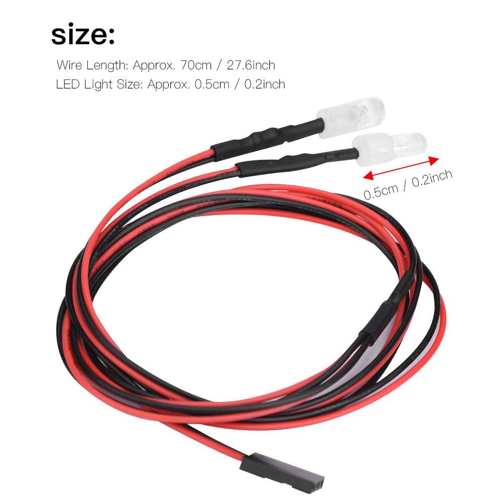 1/10 Scale RC Car LED Light Bar - 5mm Red Headlights for Drift Racing Models | Waterproof LED Accessories for Night Driving & Off-Road RC Vehicles