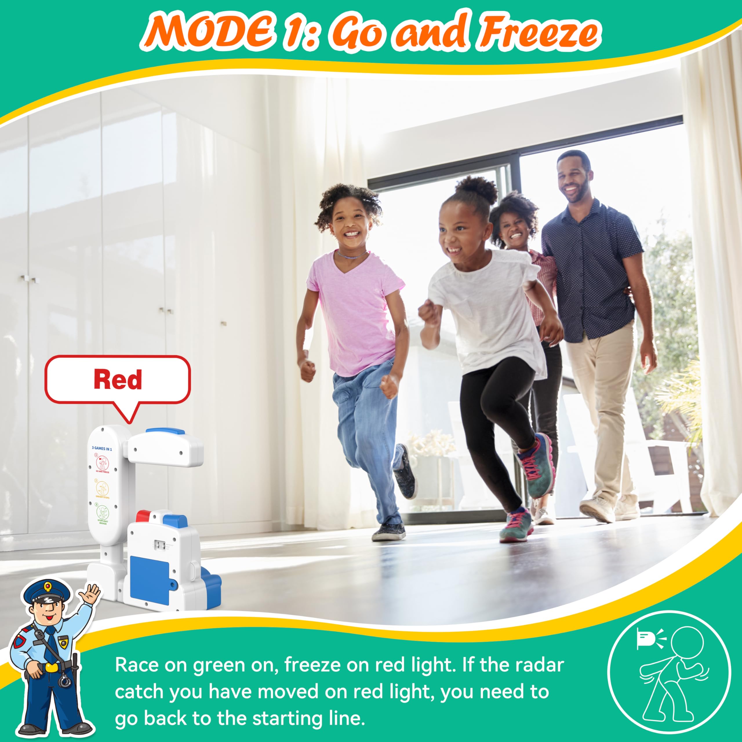 3-in-1 Motion Sensor Traffic Light Game Toy for Kids Ages 3-8 - Interactive Educational Toy for Indoor & Outdoor Play - Perfect Birthday & Christmas Gift for Family Party Games