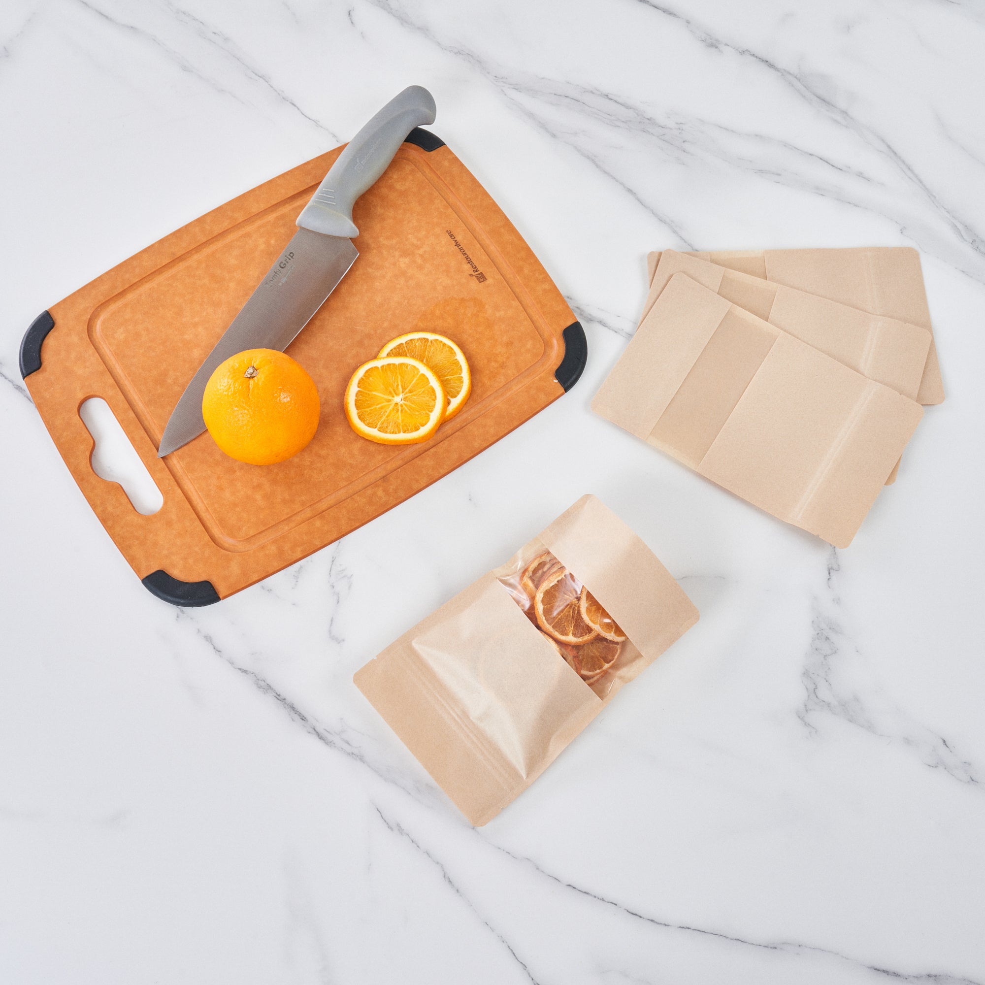 Kraft Plastic Medium Window Bags 8x5x1.75 Inches - Heat Sealable Food Storage Bags (100 Count) - Perfect for Bakery, Candy, Cookies & Small Business Packaging