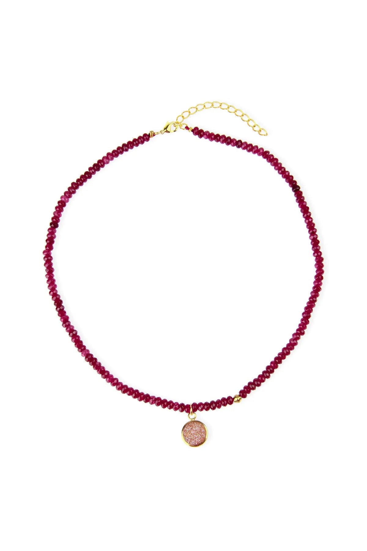 Natural Agate Gemstone Beads Necklace with Druzy Pendant - Elegant Boho Jewelry for Women, Perfect for Everyday Wear & Special Occasions