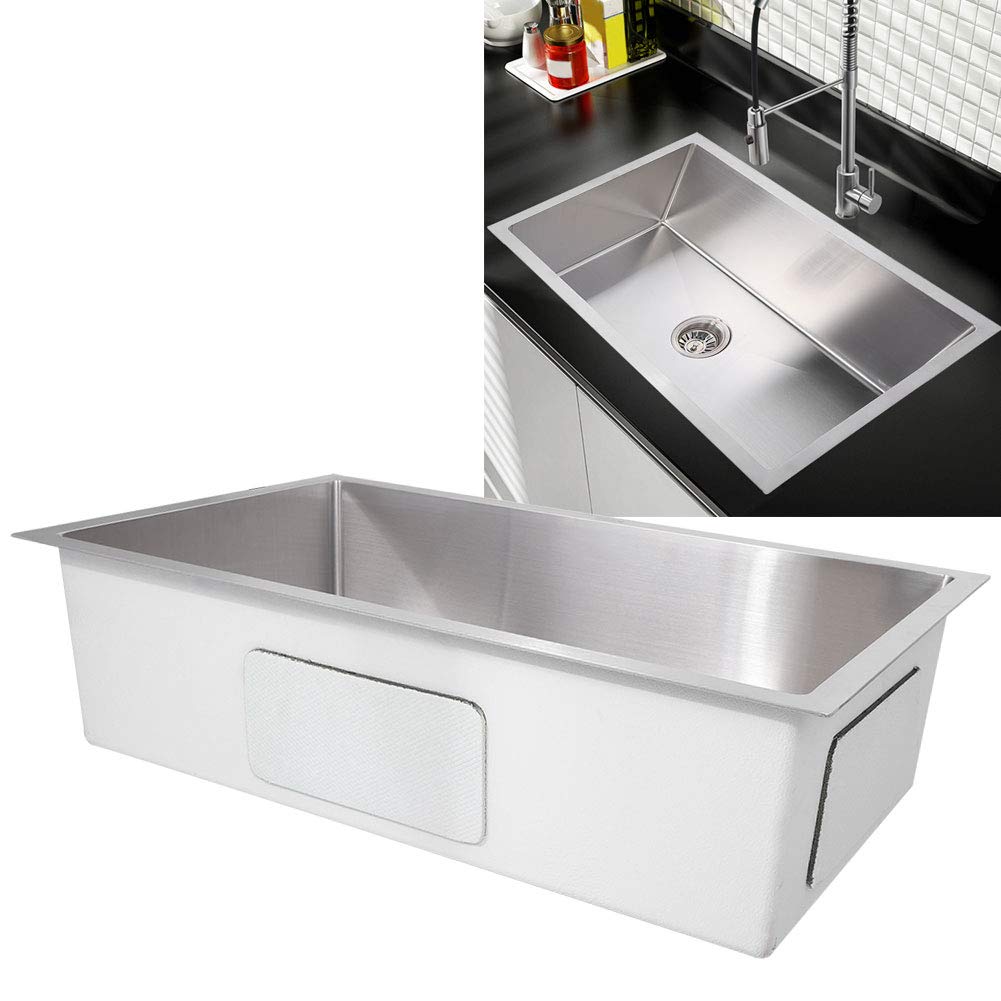 Premium 304 Stainless Steel Single Bowl Kitchen Sink - Heavy Duty Drop-in Sink for Home & Restaurant Use - Perfect for Food Prep, Dish Washing & Modern Kitchen Design