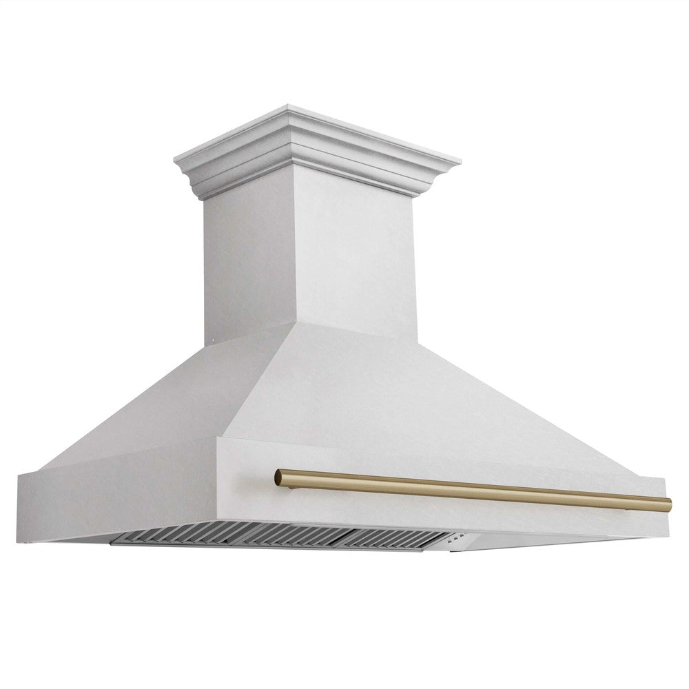 ZLINE Autograph Edition 48 Inch Stainless Steel Wall Mount Range Hood with Accent Handle - Professional Kitchen Ventilation for Modern Homes (8654SNZ 48) - Perfect for Open Concept Kitchens and Gourmet Cooking