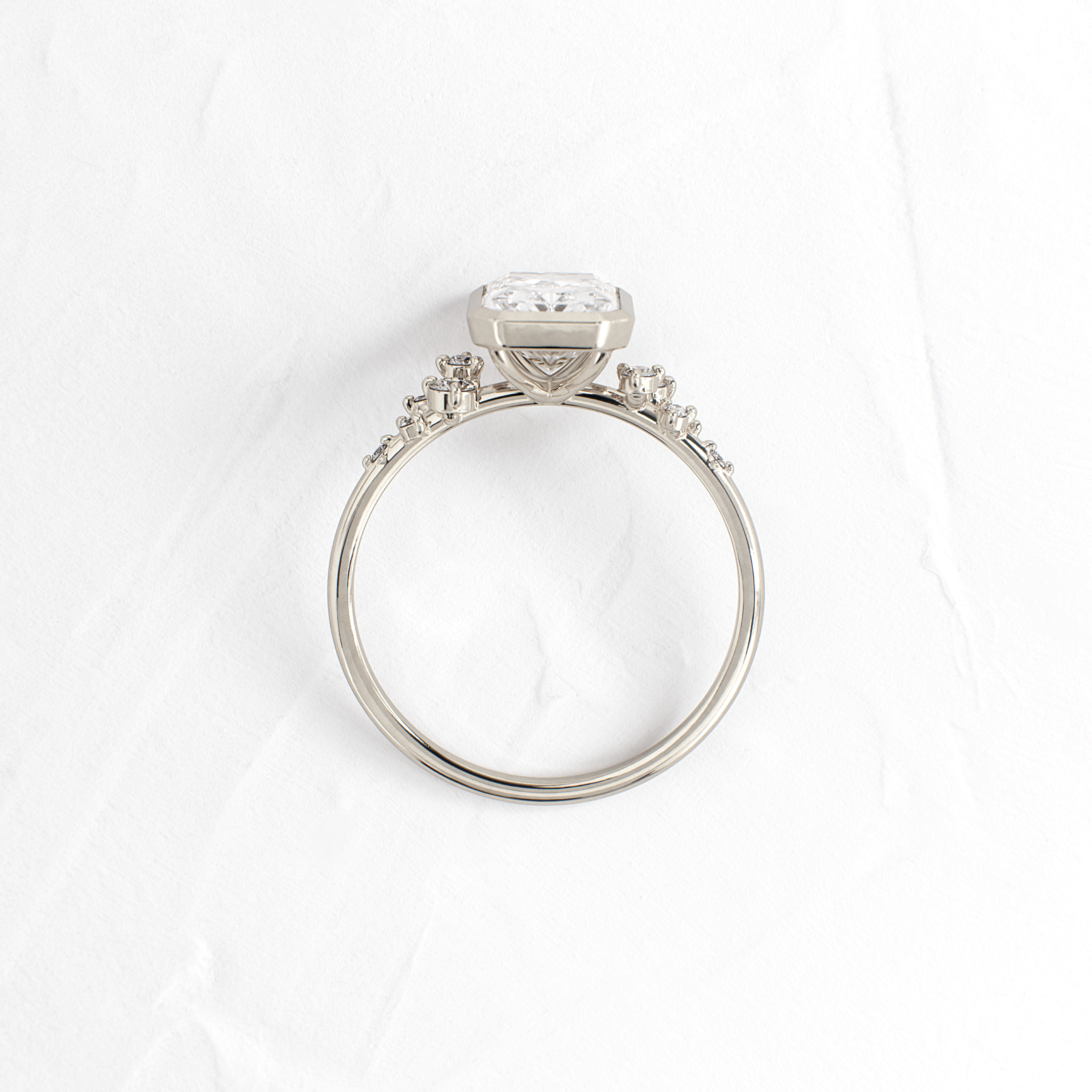 Bezel Snowdrift Ring - Radiant Cut Moissanite Engagement Ring for Women | Perfect for Weddings, Anniversaries & Special Occasions